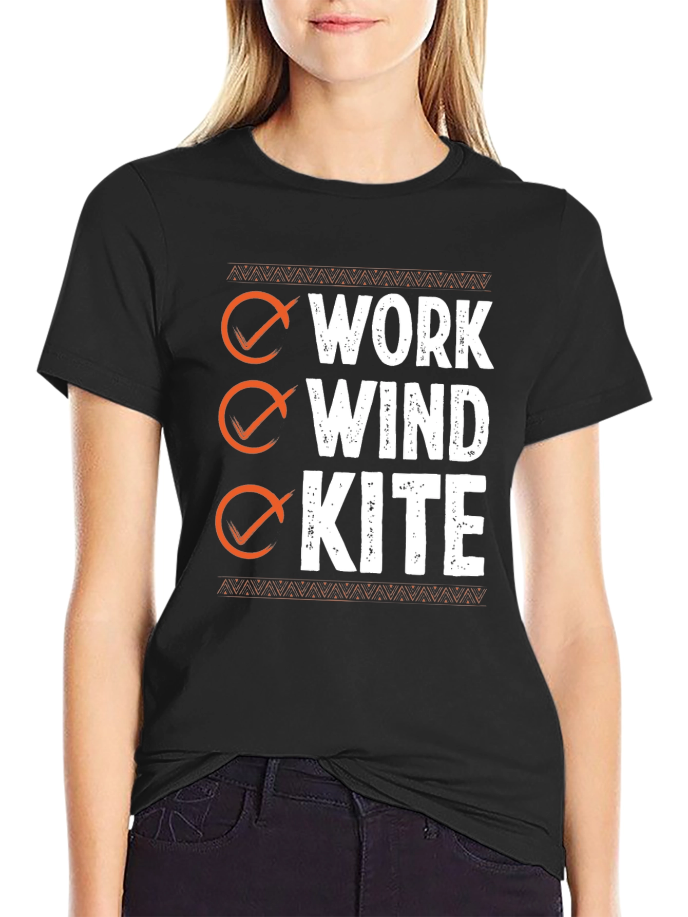 Black Work Wind Kite T-Shirt - Black Graphic Tee view 2