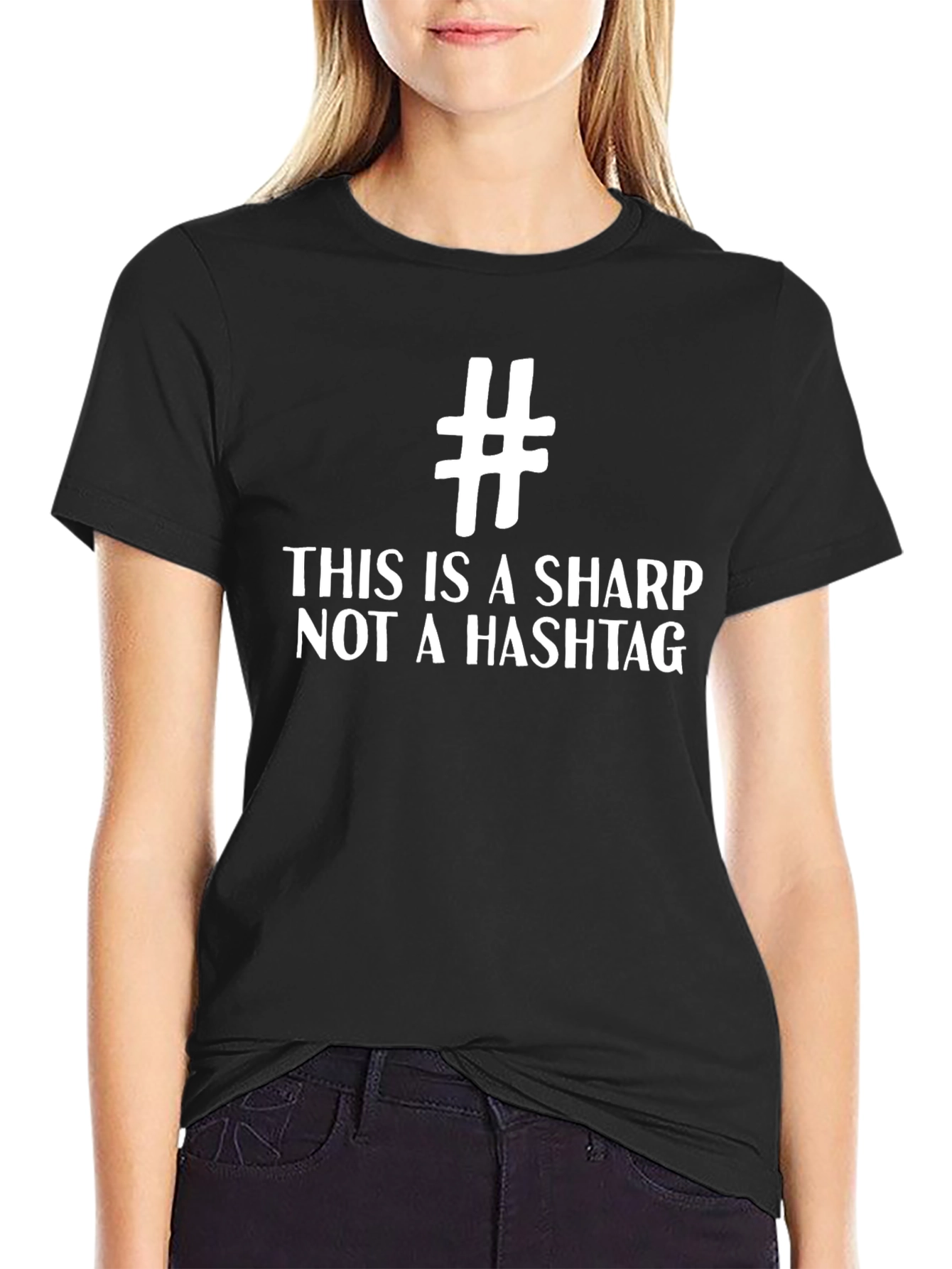 Black Funny Sharp vs. Hashtag Black T-Shirt view 2