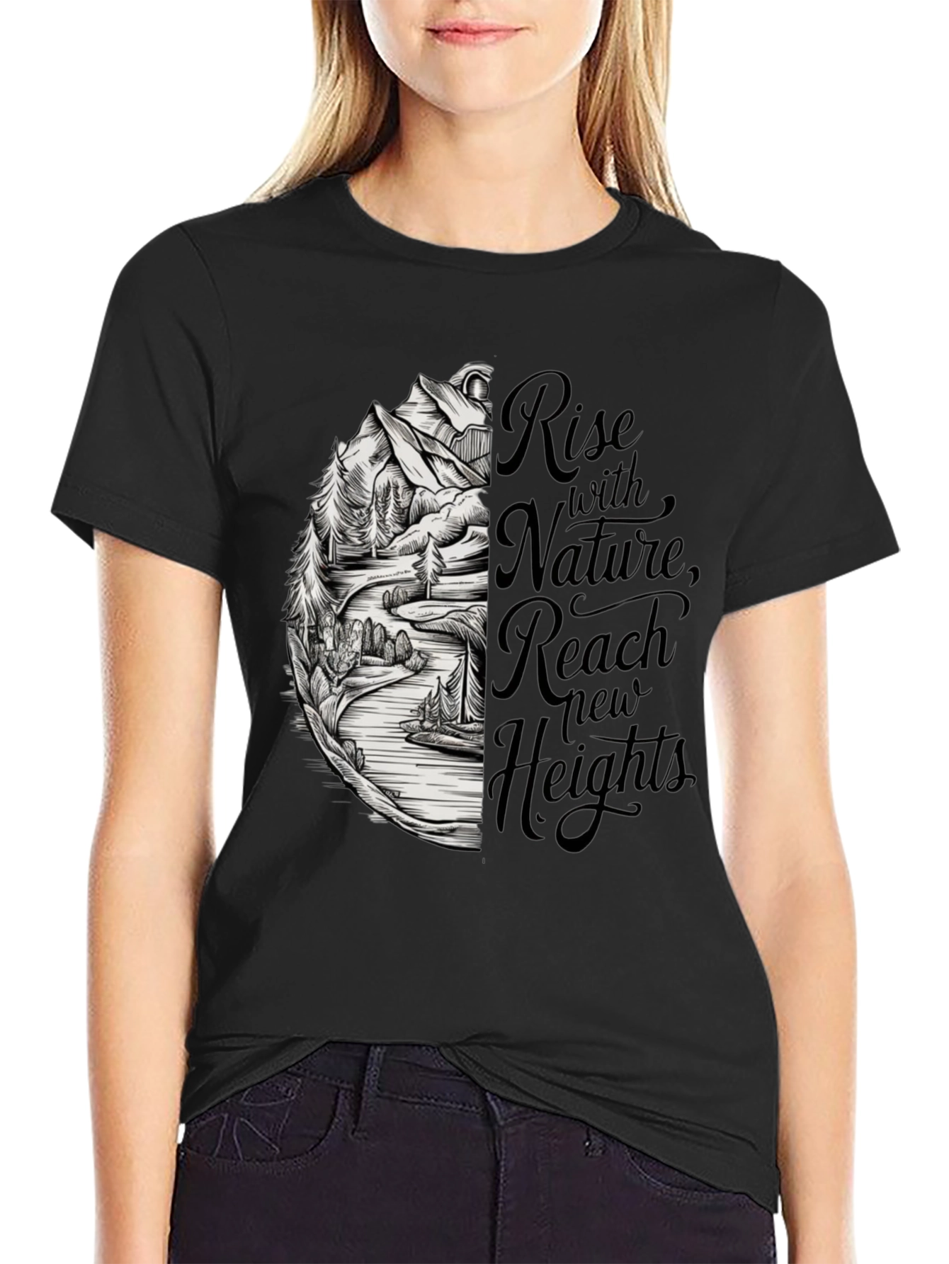 Black Nature Inspired T-Shirt - Rise with Nature view 2