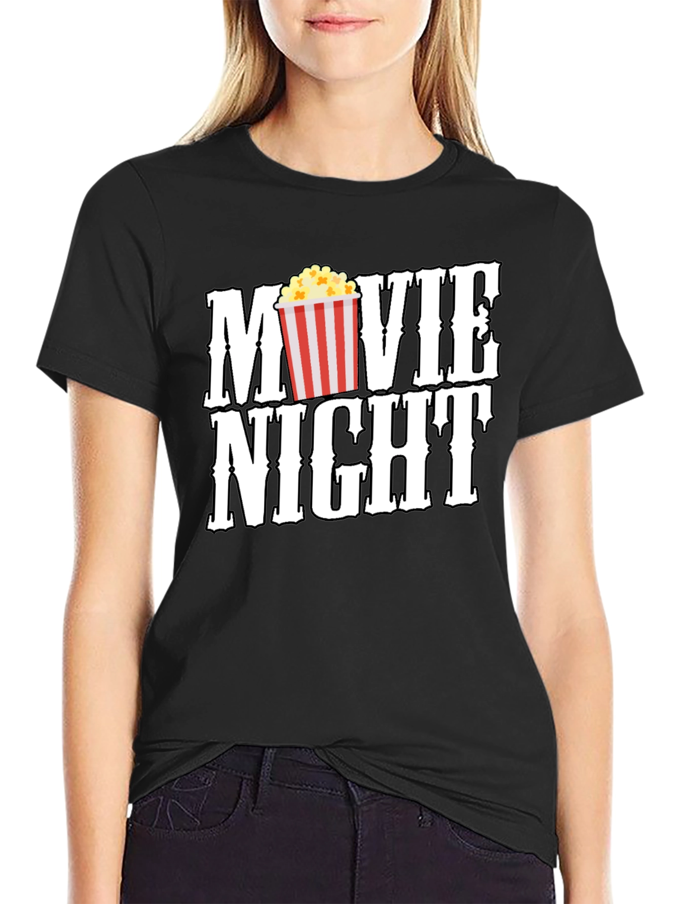 Black Movie Night Black Graphic Tee view 2