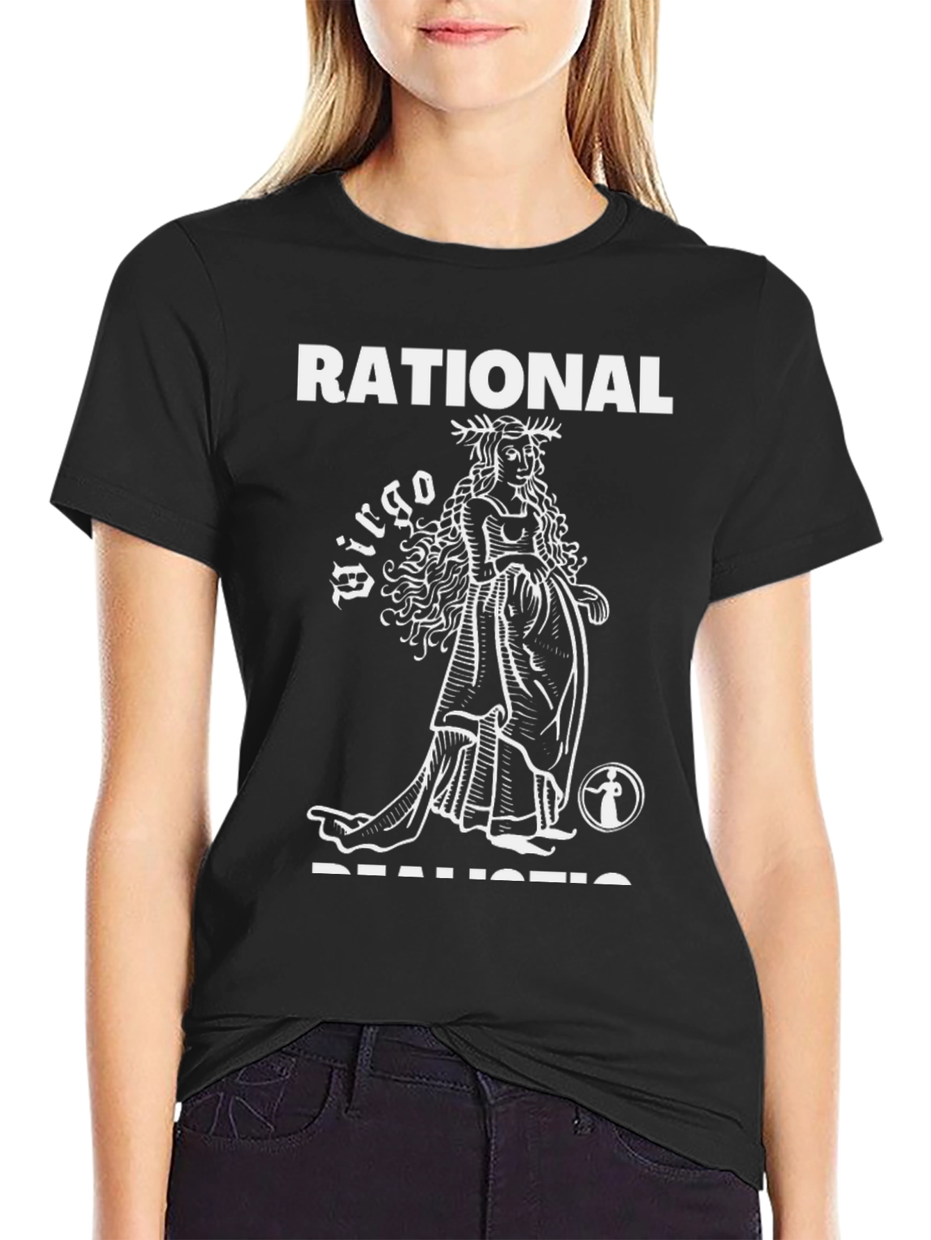 Black Rational Realistic Virgo Zodiac T-Shirt view 2