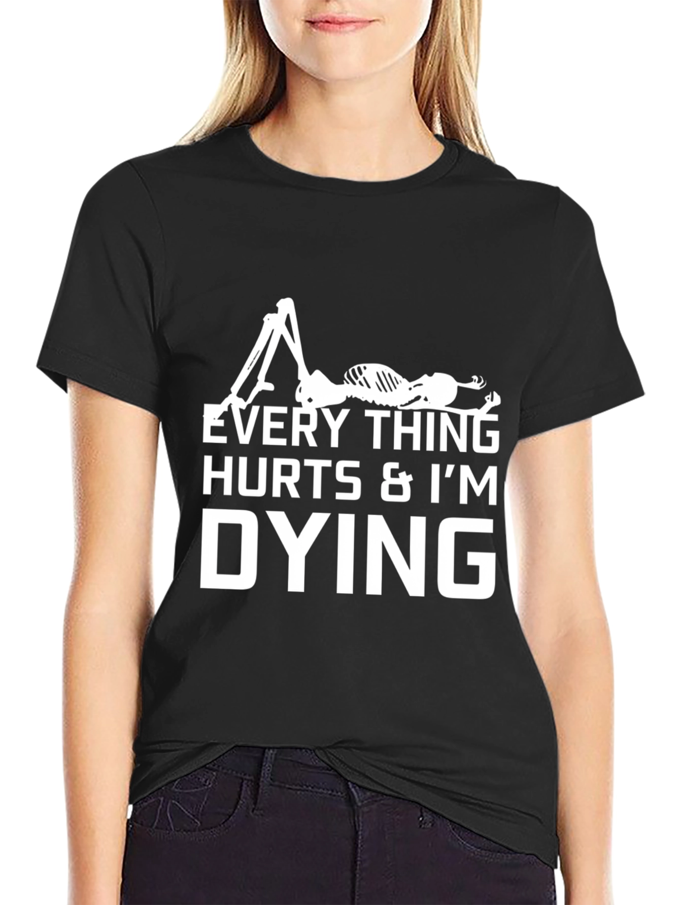 Black Everything Hurts I'm Dying Black Graphic T-Shirt view 2