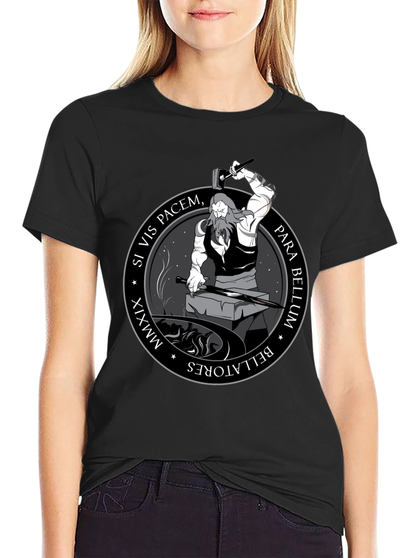 Black Si Vis Pacem, Para Bellum Graphic Tee view 2