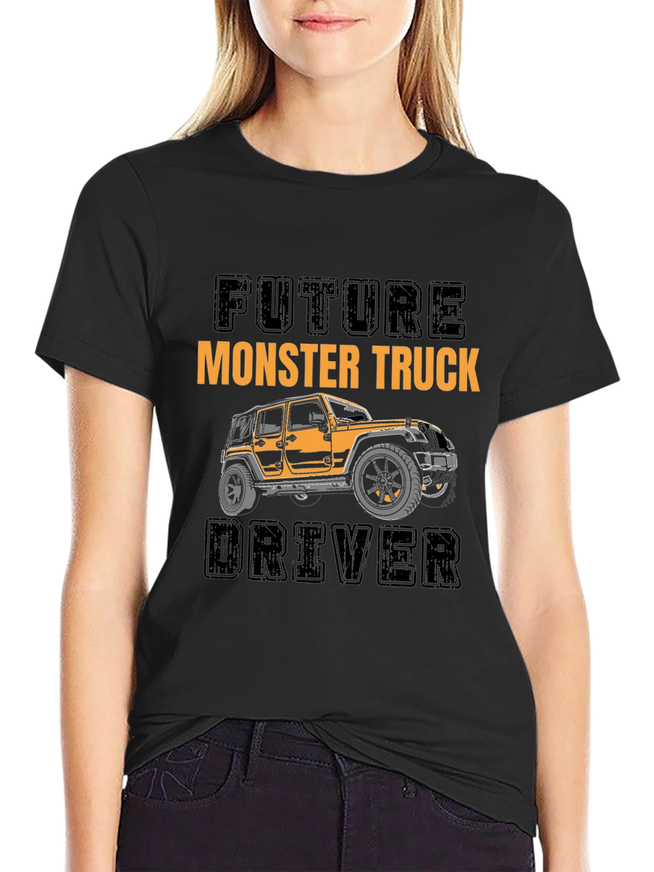 Black Future Monster Truck Driver Black T-Shirt view 2