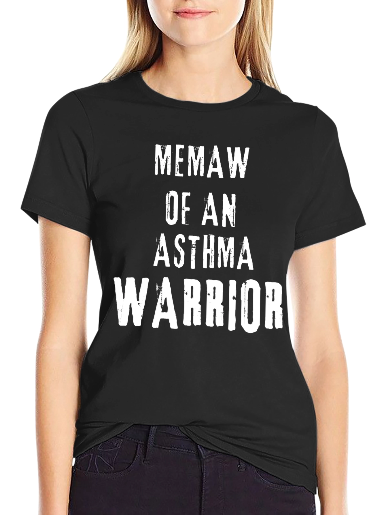 Black Memaw of an Asthma Warrior T-Shirt view 2