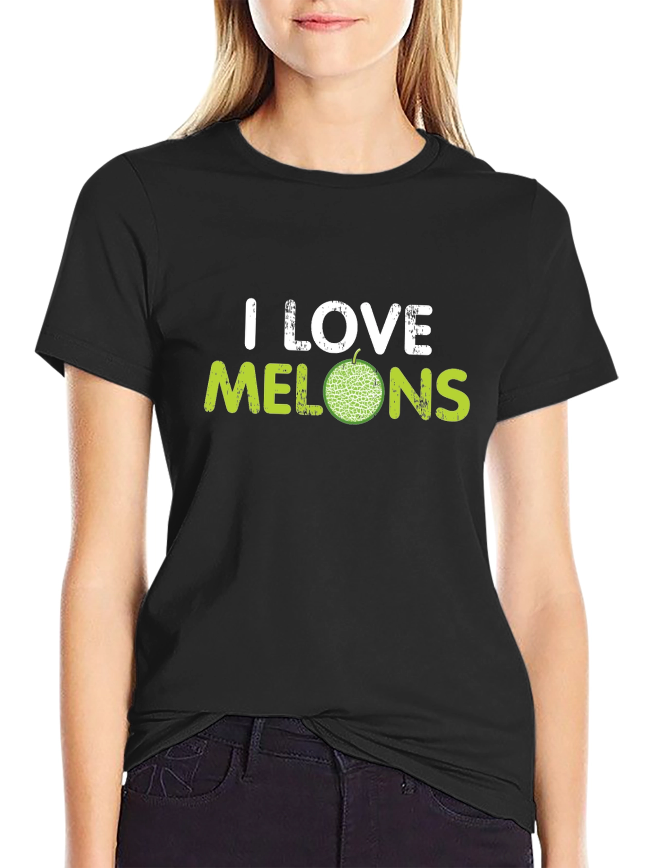 Black I Love Melons Graphic T-Shirt - Black view 2
