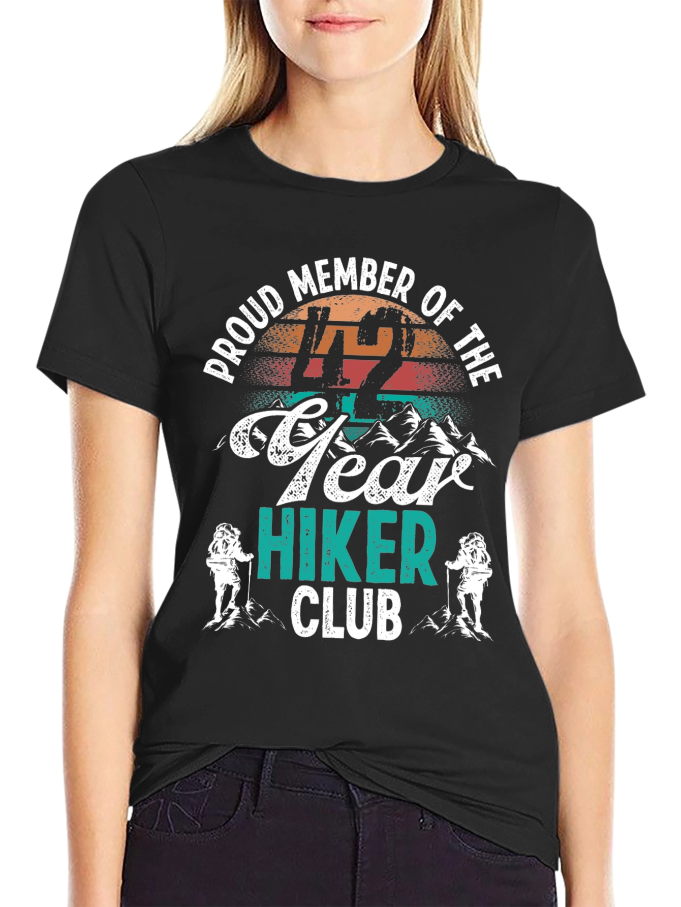 Black Proud 42 Year Hiker Club T-Shirt view 2
