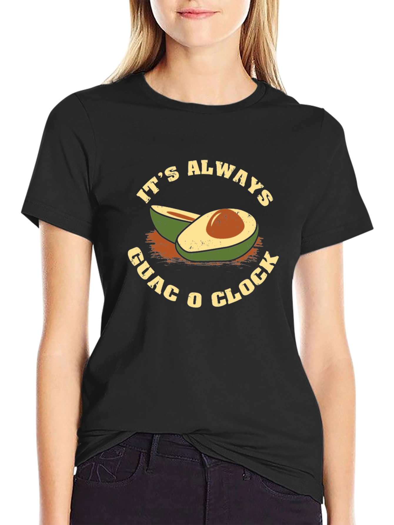 Black It's Always Guac O Clock Black T-Shirt view 2