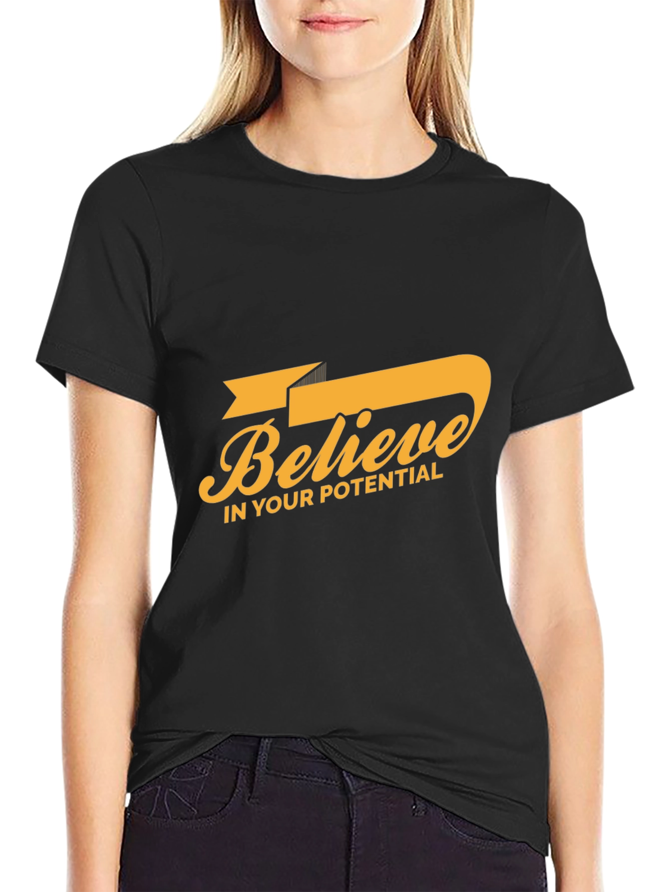 Black Believe in Your Potential Graphic Tee view 2