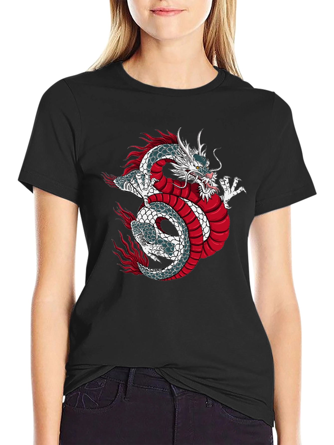 Black Dragon Graphic Print Black T-Shirt view 2