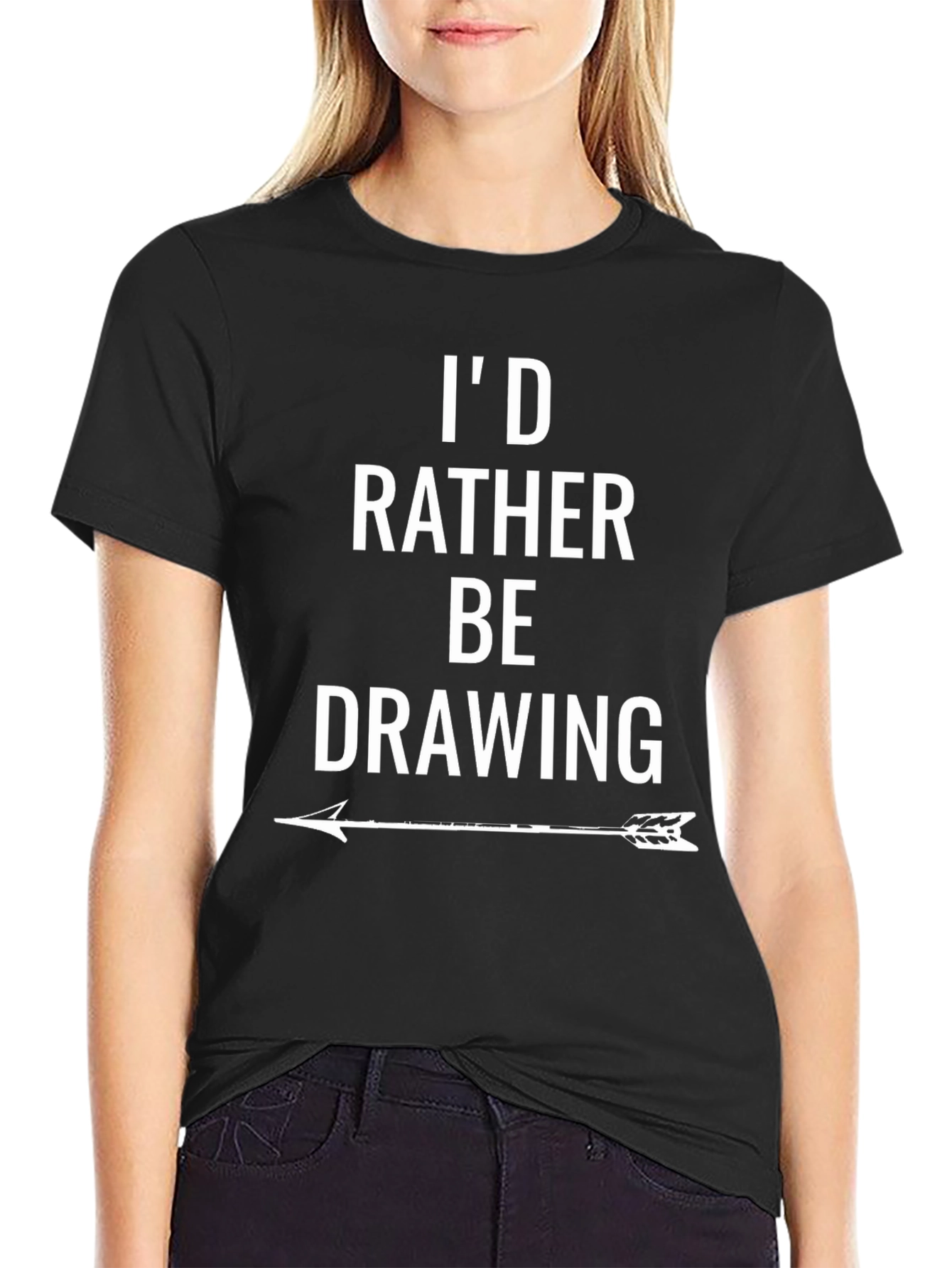 Black I'd Rather Be Drawing T-Shirt - Artist Apparel view 2