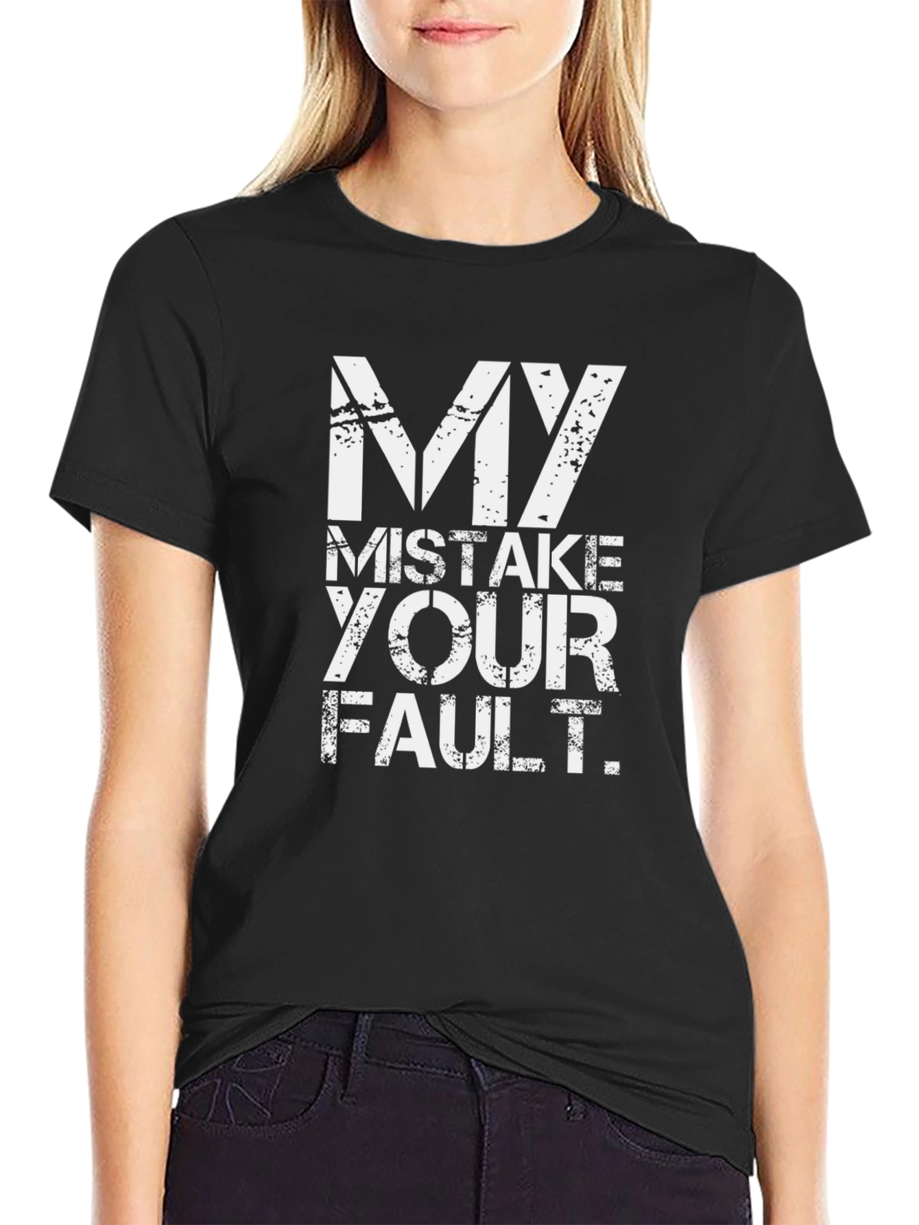 Black My Mistake Your Fault Graphic Print Tee view 2