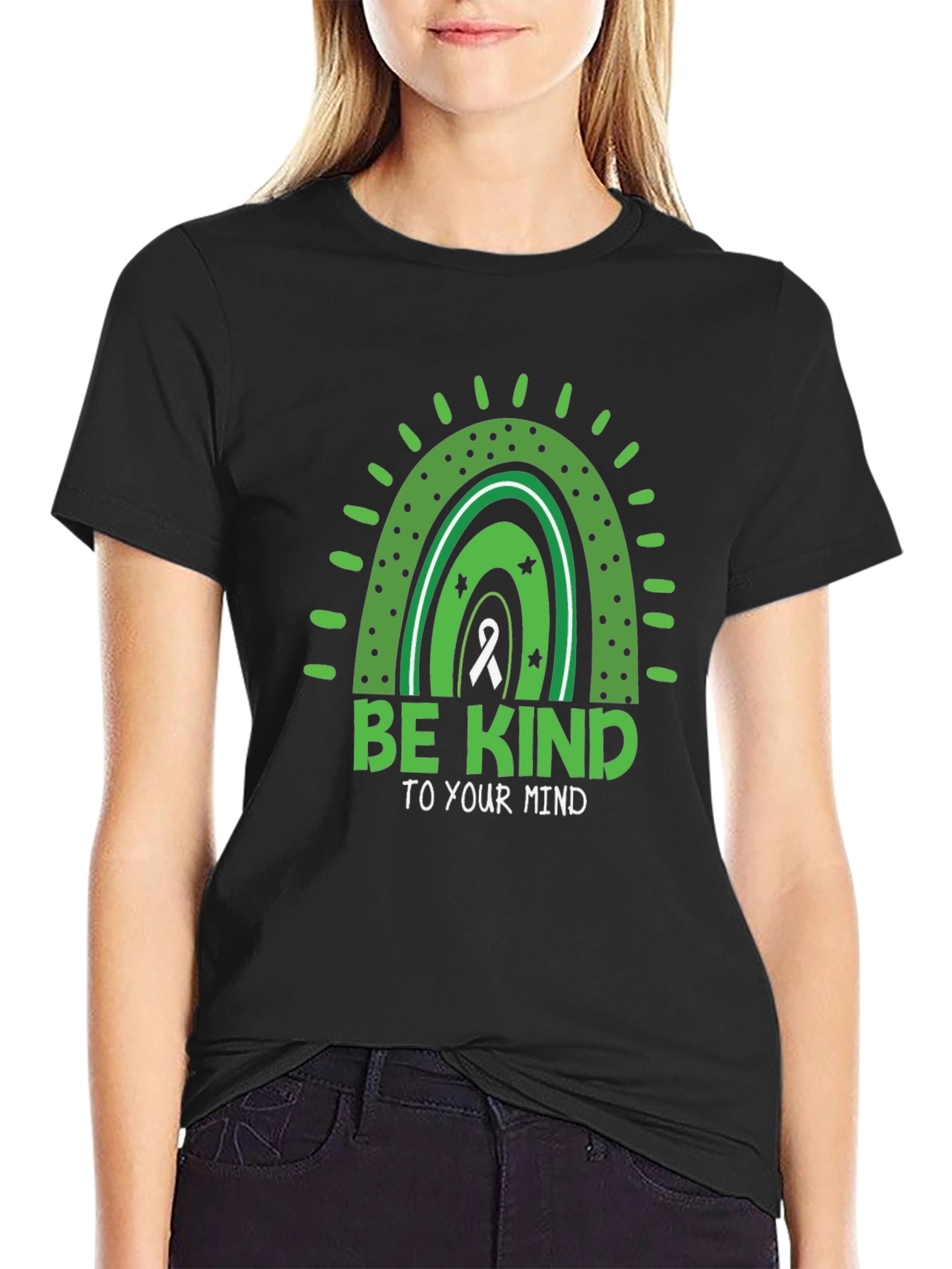 Black Be Kind To Your Mind Mental Health T-Shirt view 2