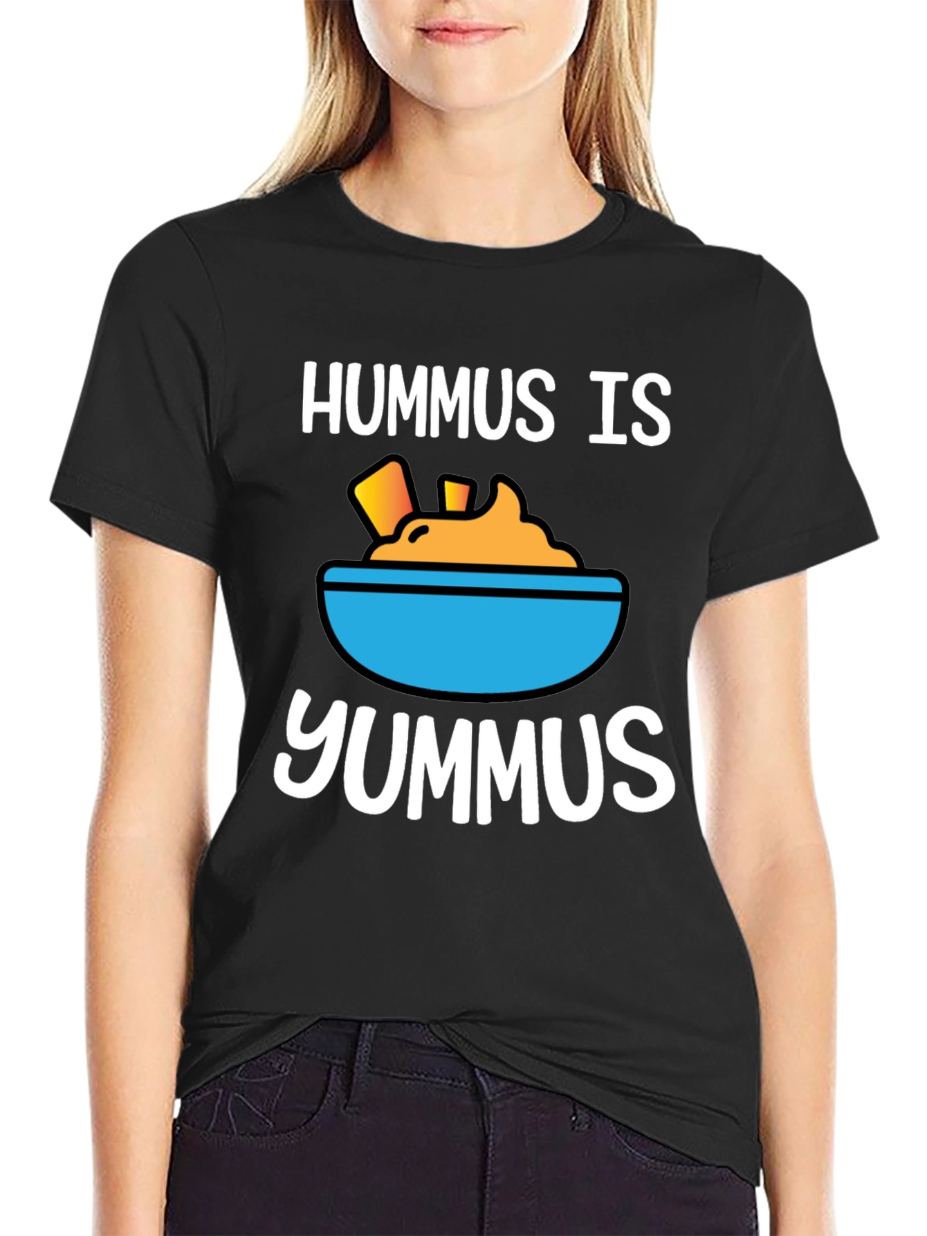Black Hummus Is Yummus T-Shirt - Funny Foodie Tee view 2