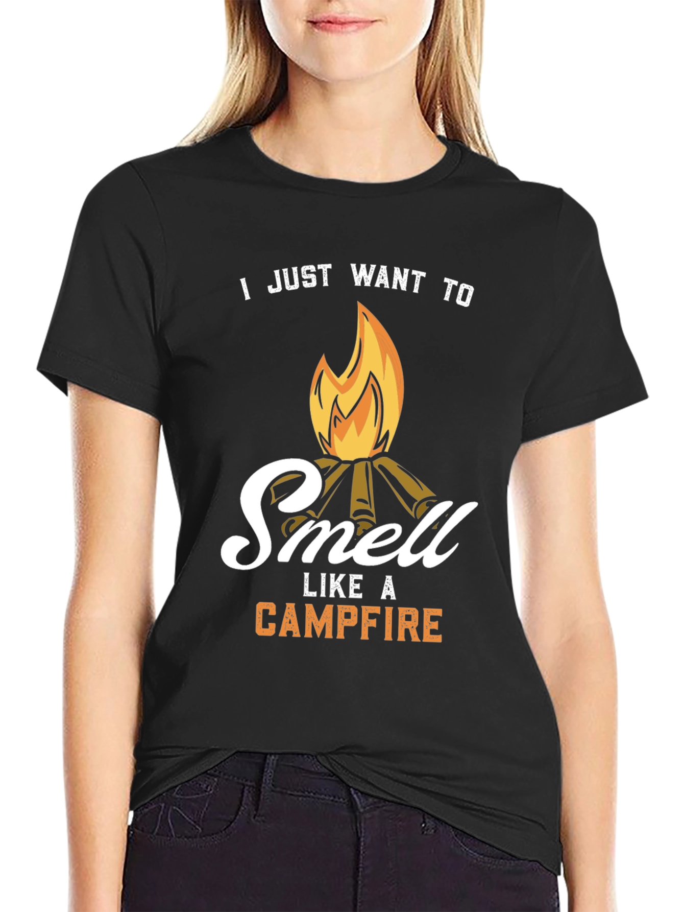 Black Campfire Smell T-Shirt - Camping Lover Gift view 2