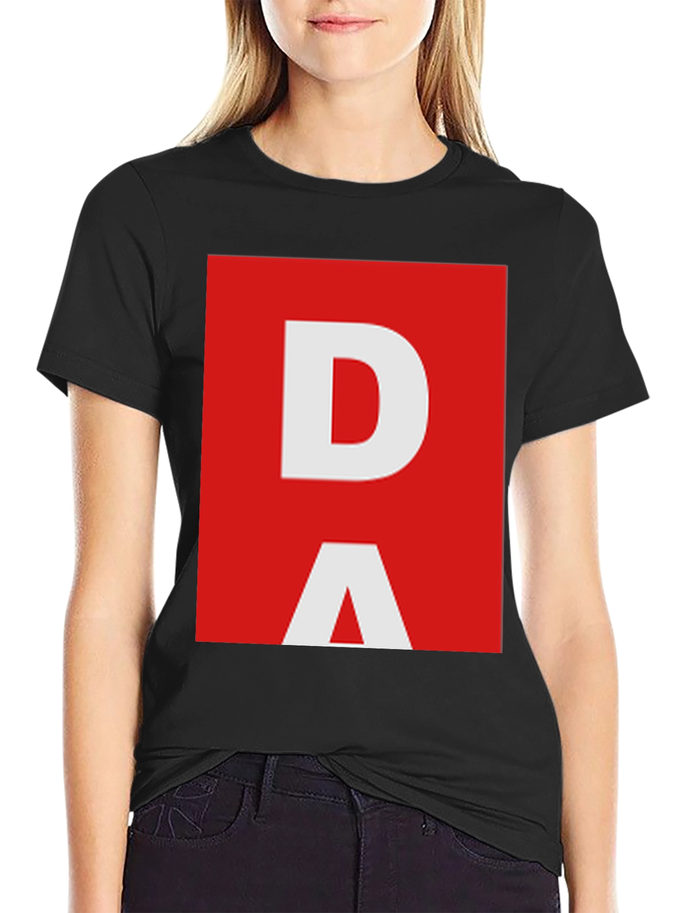 Black DA Graphic Tee - Bold Minimalist Design, Soft Cotton Blend view 2