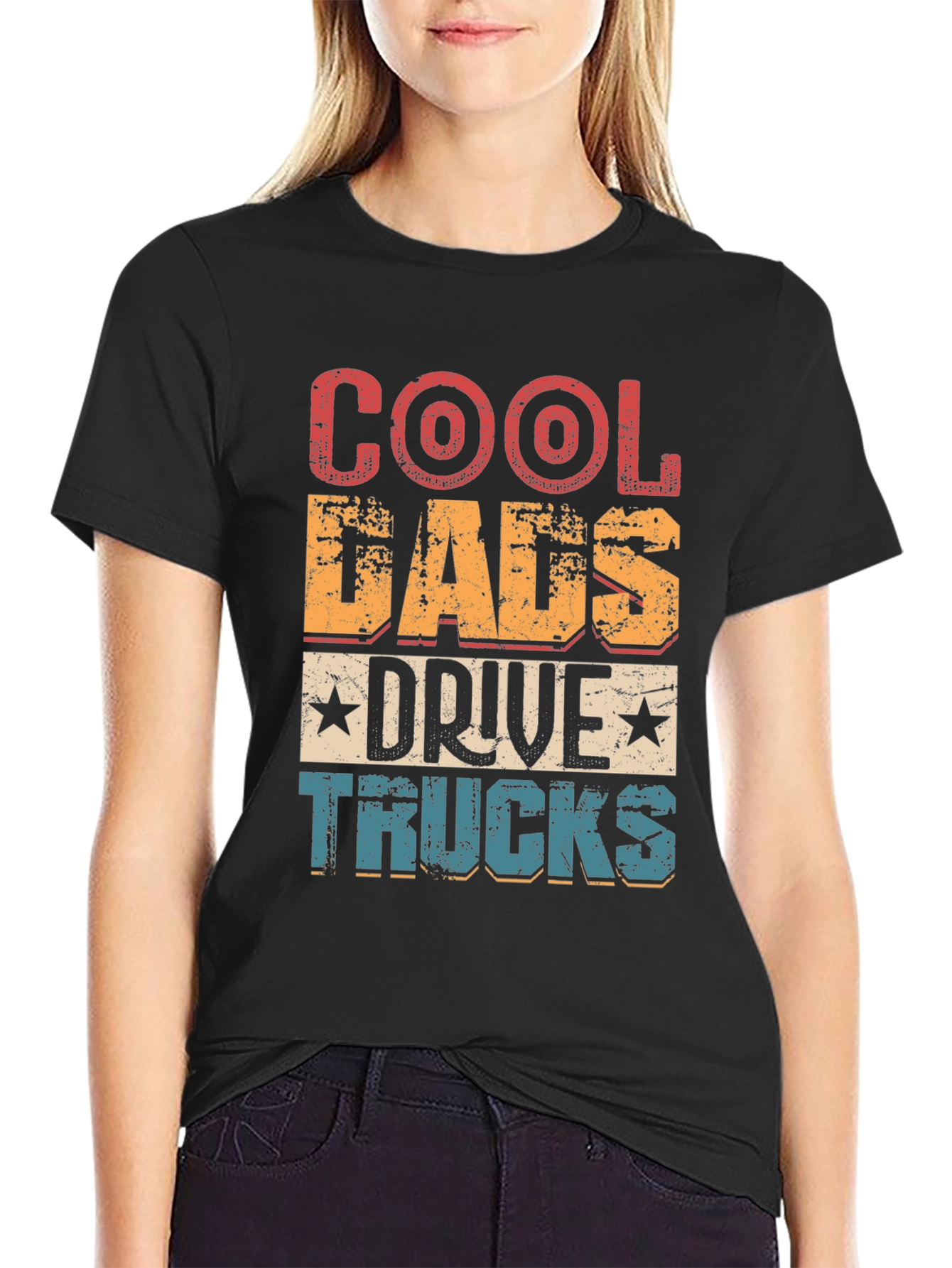 Black Cool Dads Drive Trucks Graphic Tee view 2