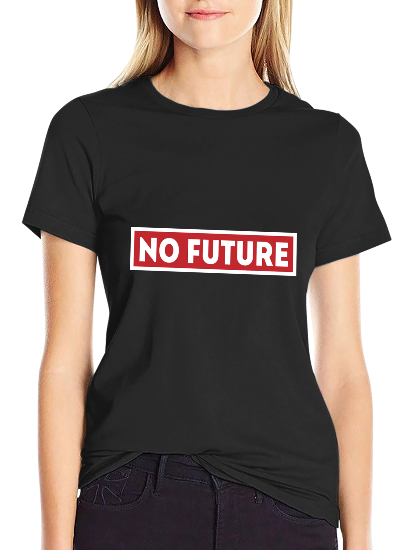 Black No Future Graphic Tee - Bold Statement Shirt view 2