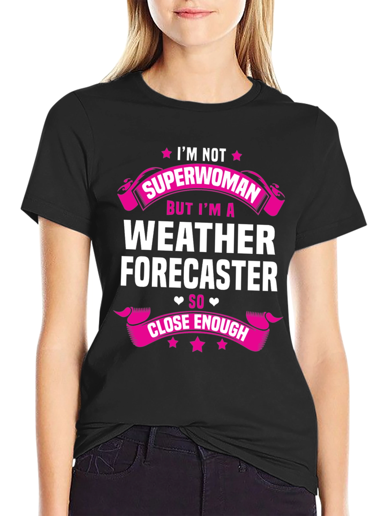 Black Funny Weather Forecaster T-Shirt view 2