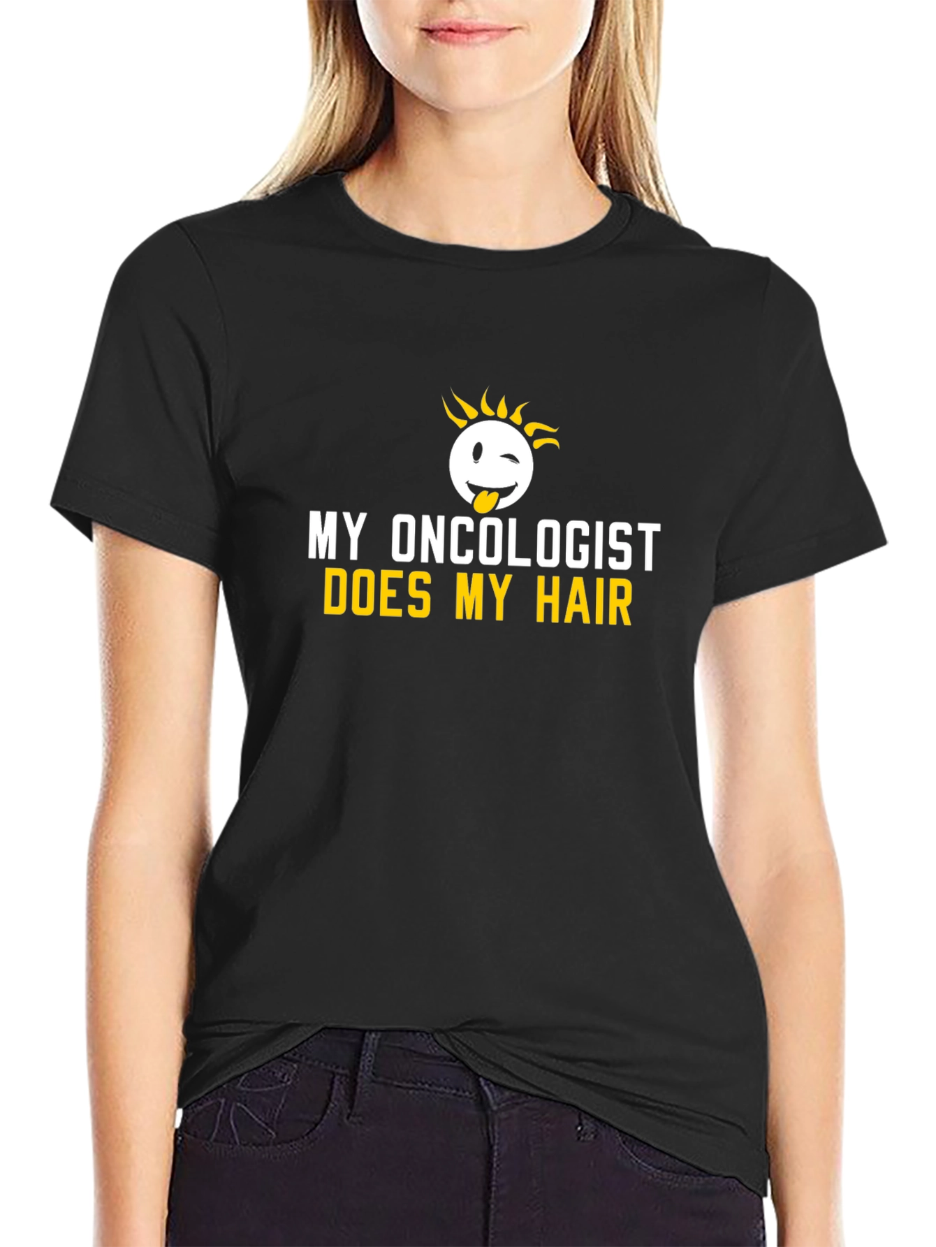 Black My Oncologist Does My Hair T-Shirt Funny Cancer Tee view 2