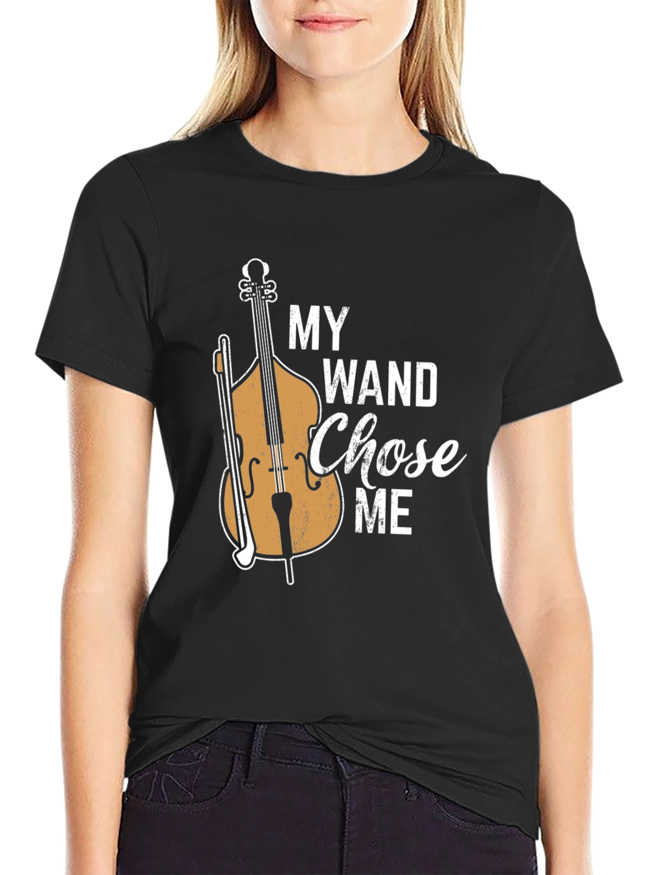 Black My Wand Chose Me Bass Player T-Shirt view 2