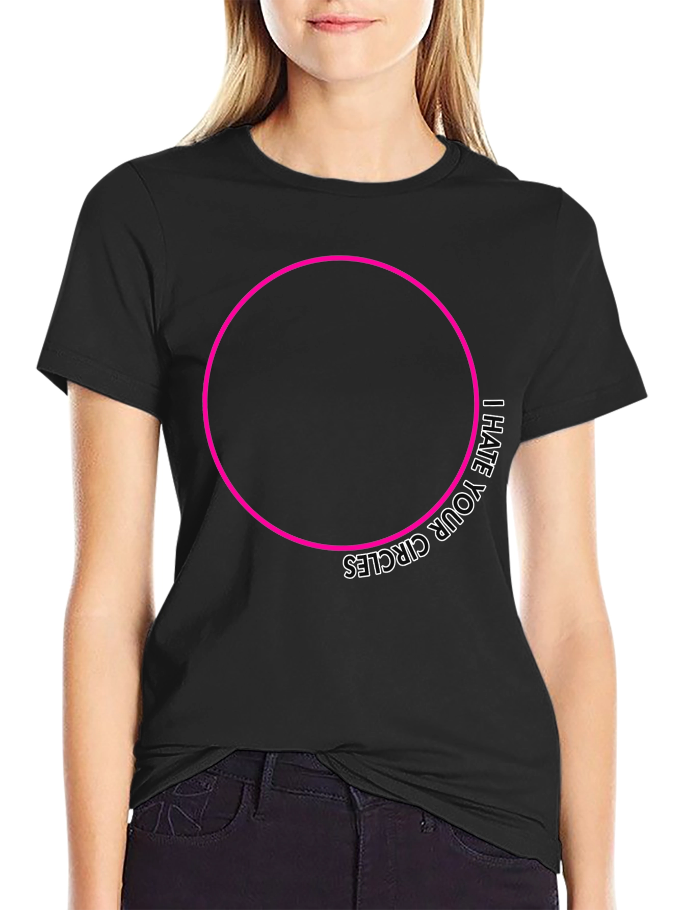 Black I Hate Your Circles Graphic Tee view 2