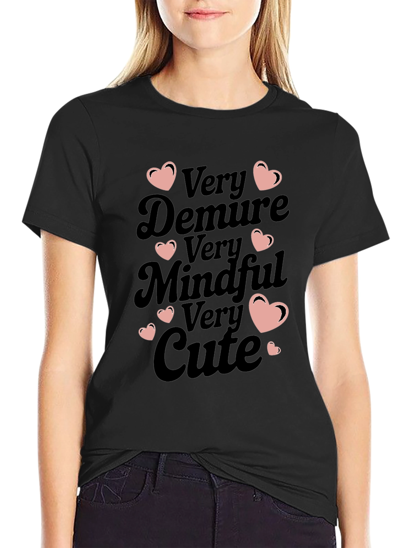 Black Very Demure Mindful Cute Graphic Tee view 2