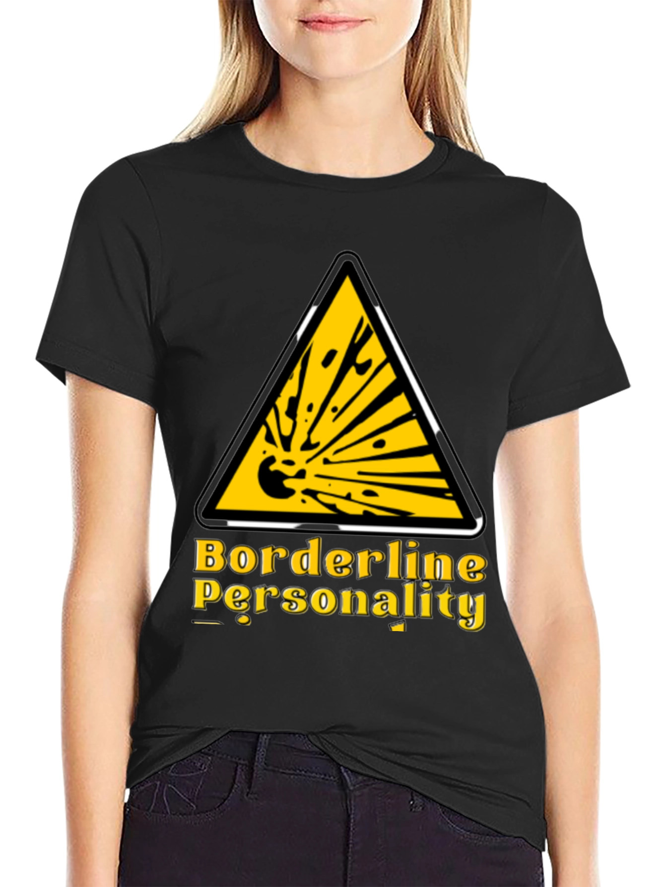 Black Borderline Personality Funny Graphic T-Shirt view 2