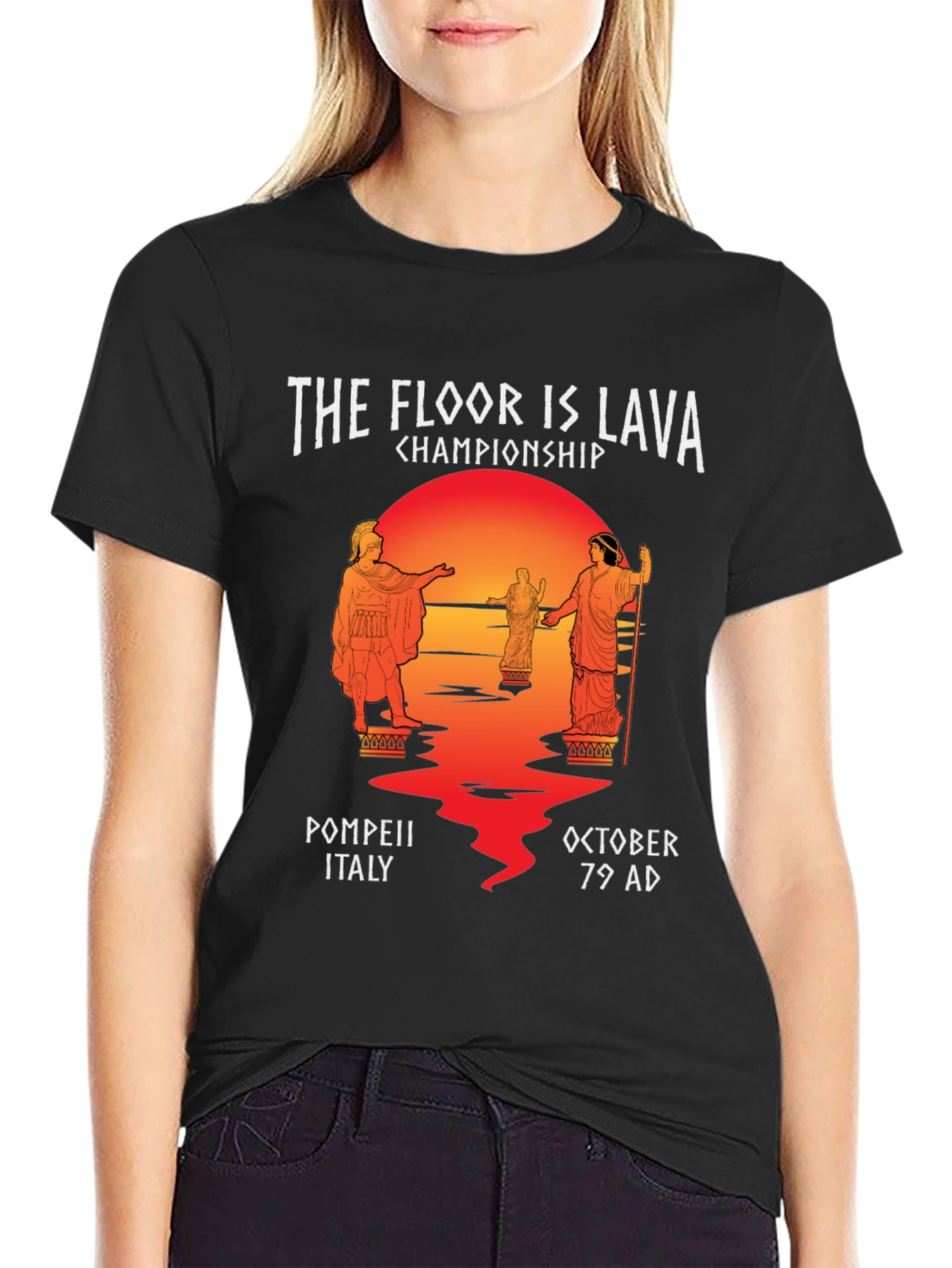 Black The Floor Is Lava Championship Pompeii T-Shirt view 2