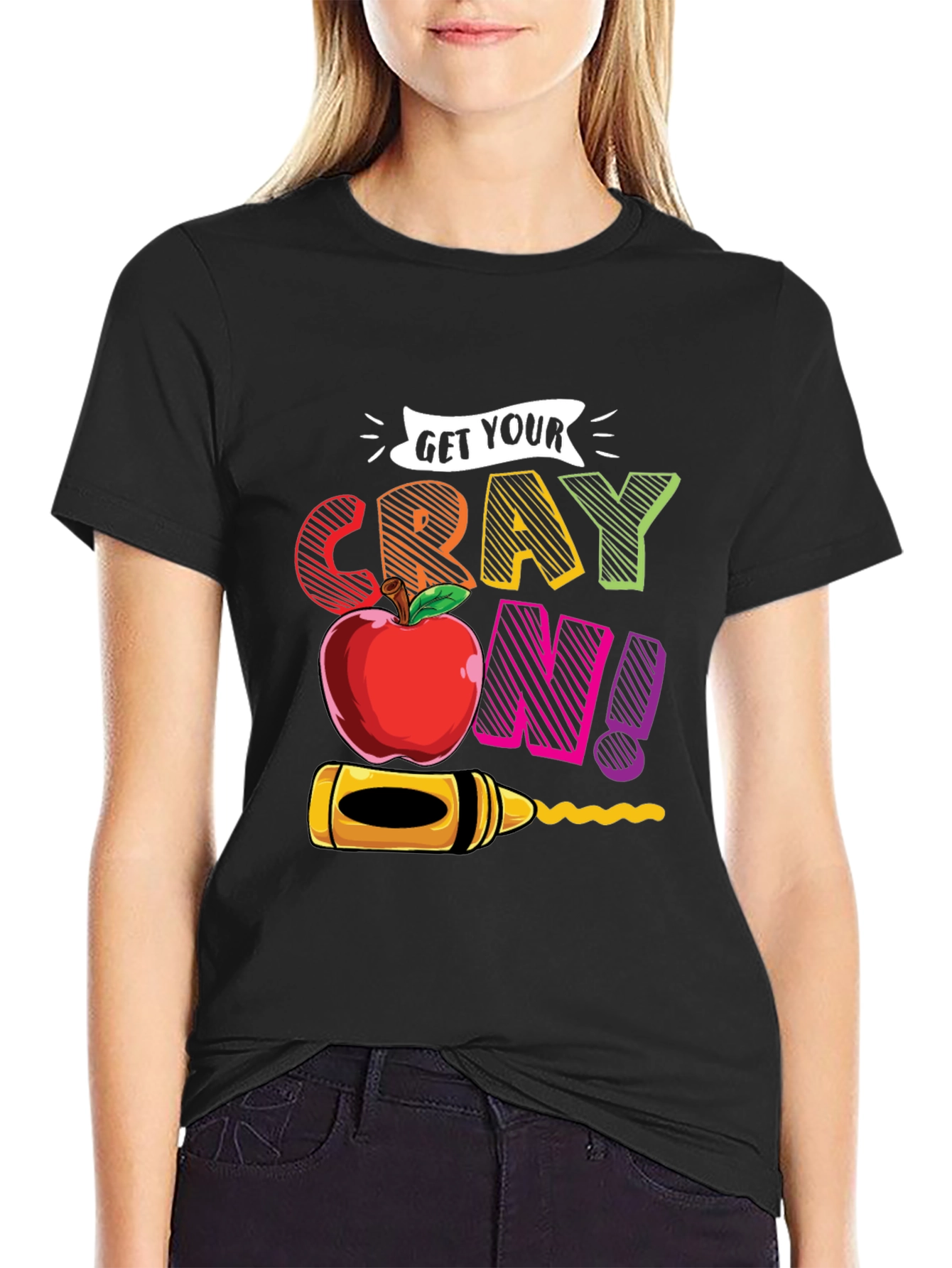 Black Get Your Crayon On! Graphic T-Shirt view 2