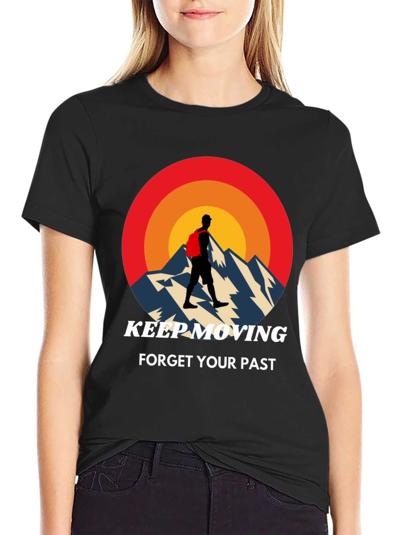 Black Keep Moving Mountain T-Shirt view 2