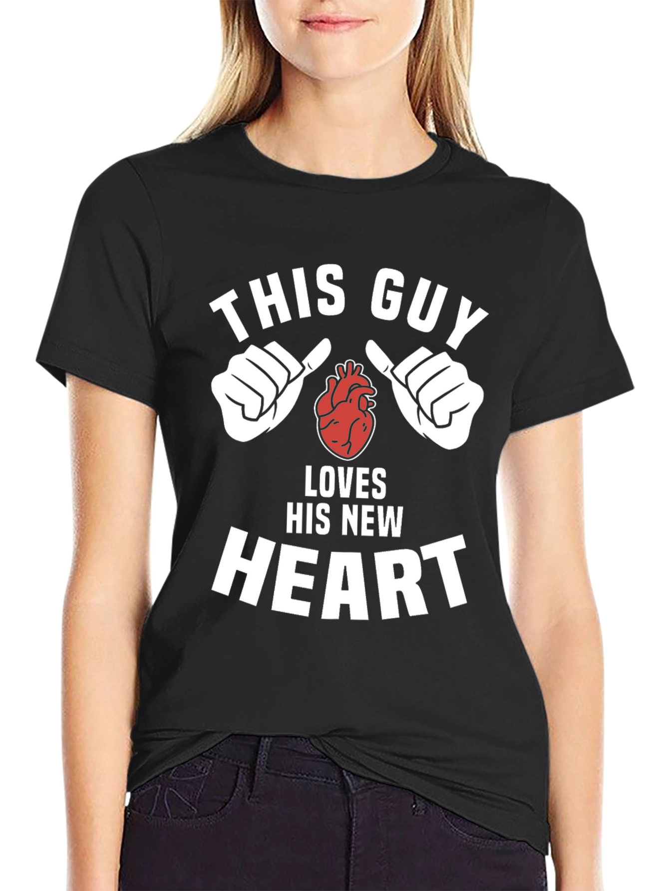 Black This Guy Loves His New Heart Graphic Tee view 2