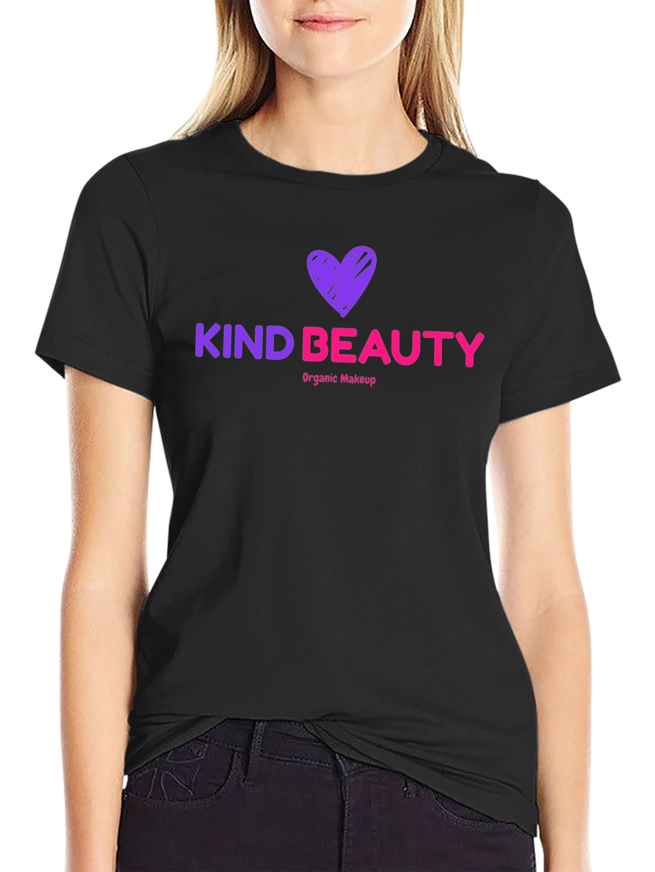Black Kind Beauty T-Shirt Organic Makeup Black Tee view 2