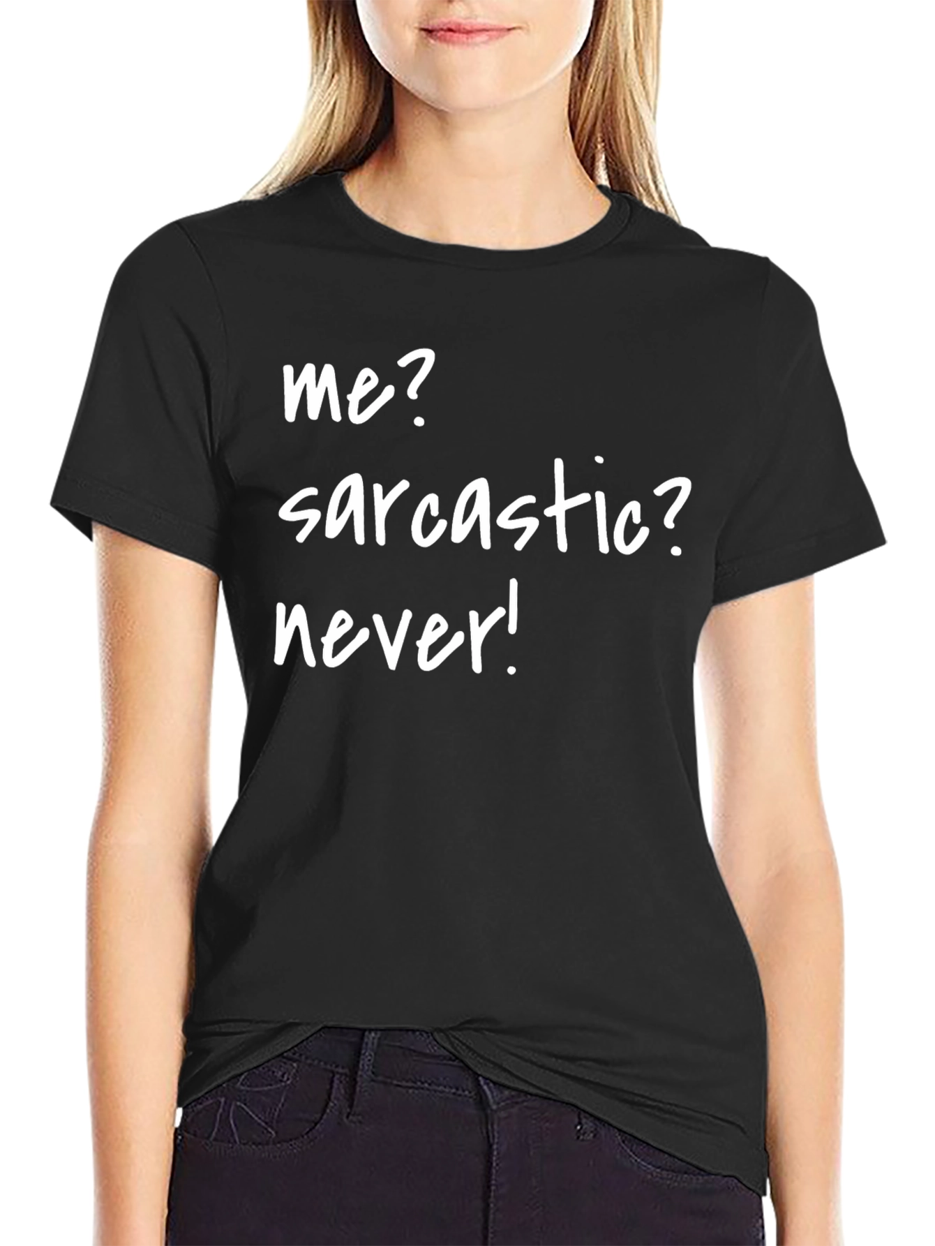 Black Sarcastic Never Black Graphic Tee Shirt view 2