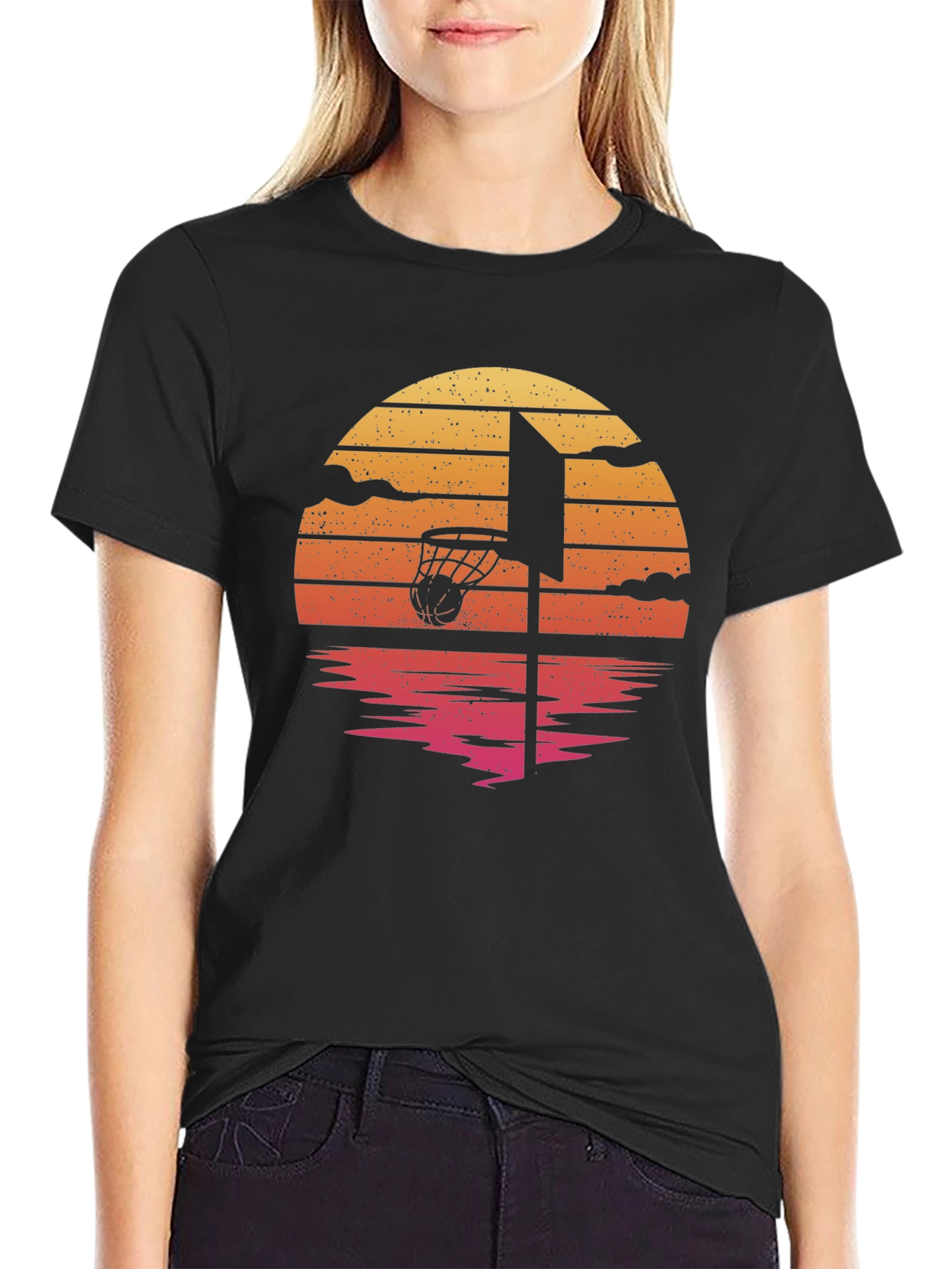 Black Sunset Basketball Graphic Tee view 2