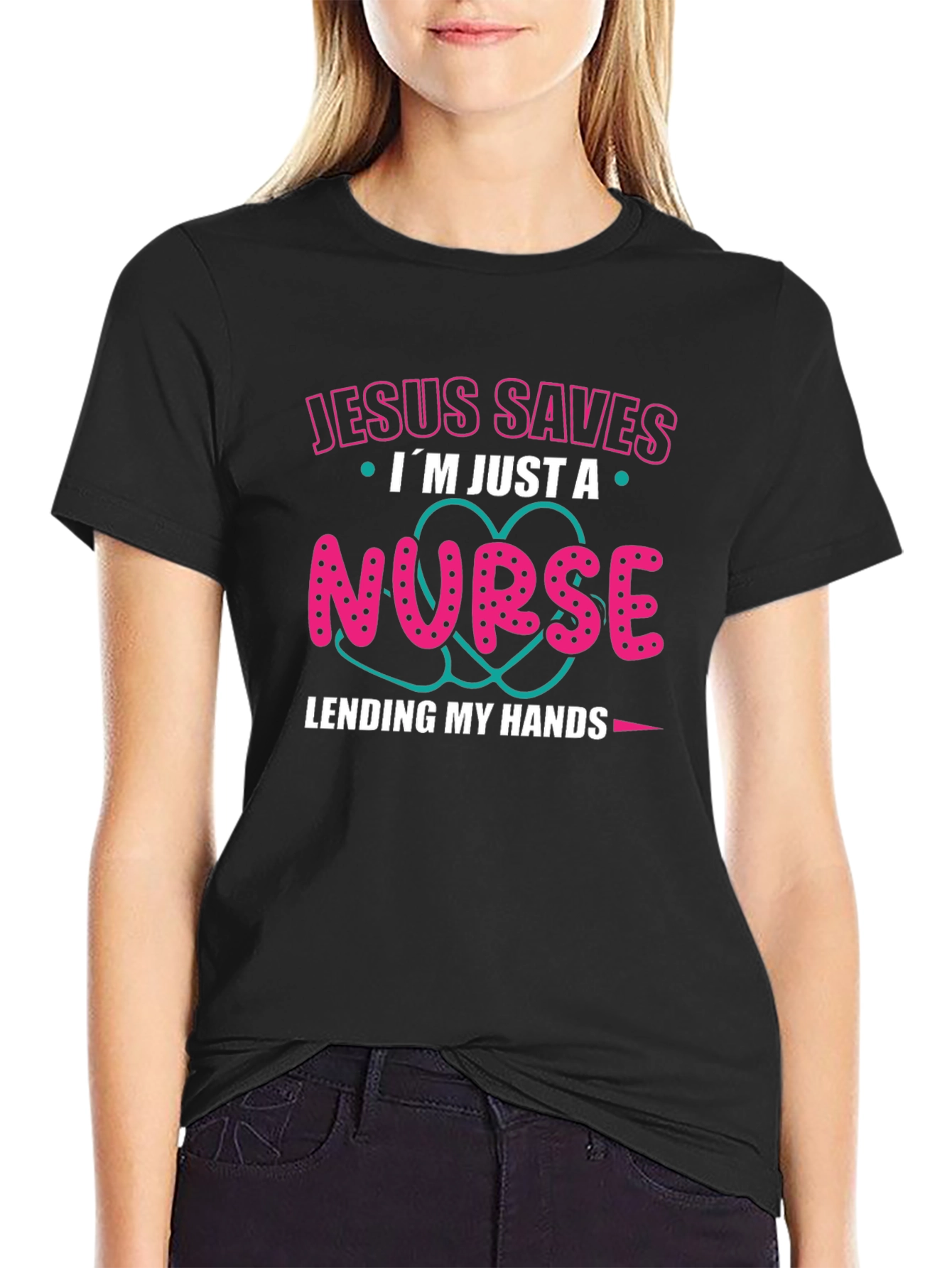 Black Jesus Saves I'm Just a Nurse T-Shirt view 2
