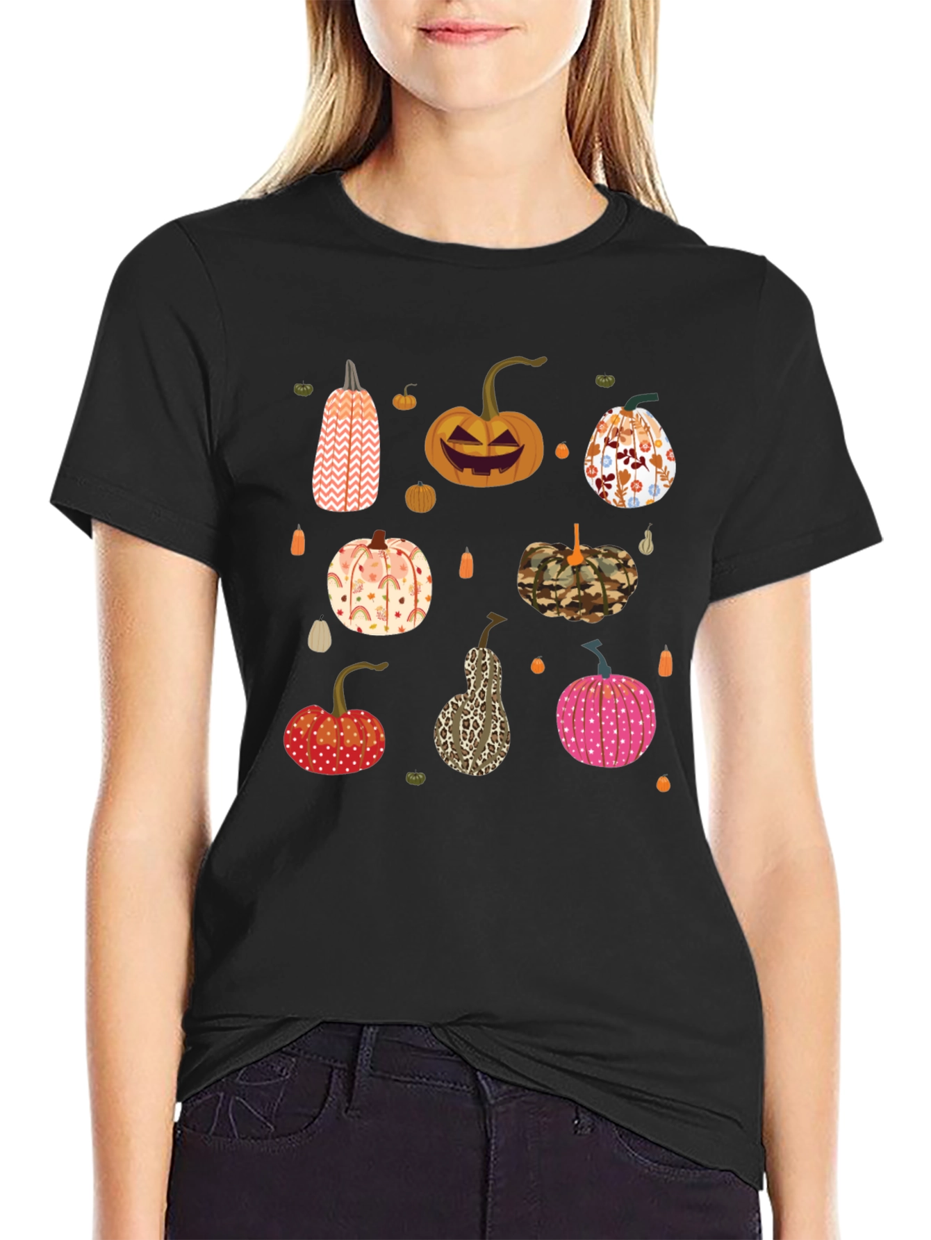 Black Pumpkin Patch Black T-Shirt view 2