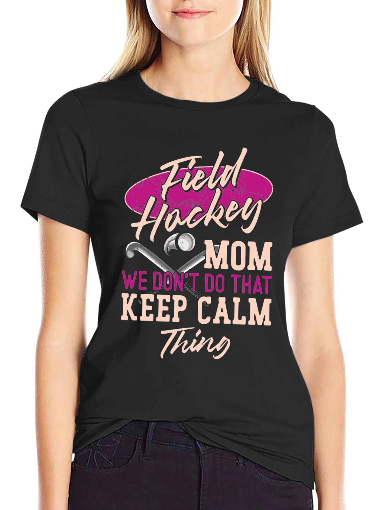 Black Field Hockey Mom Graphic T-Shirt view 2