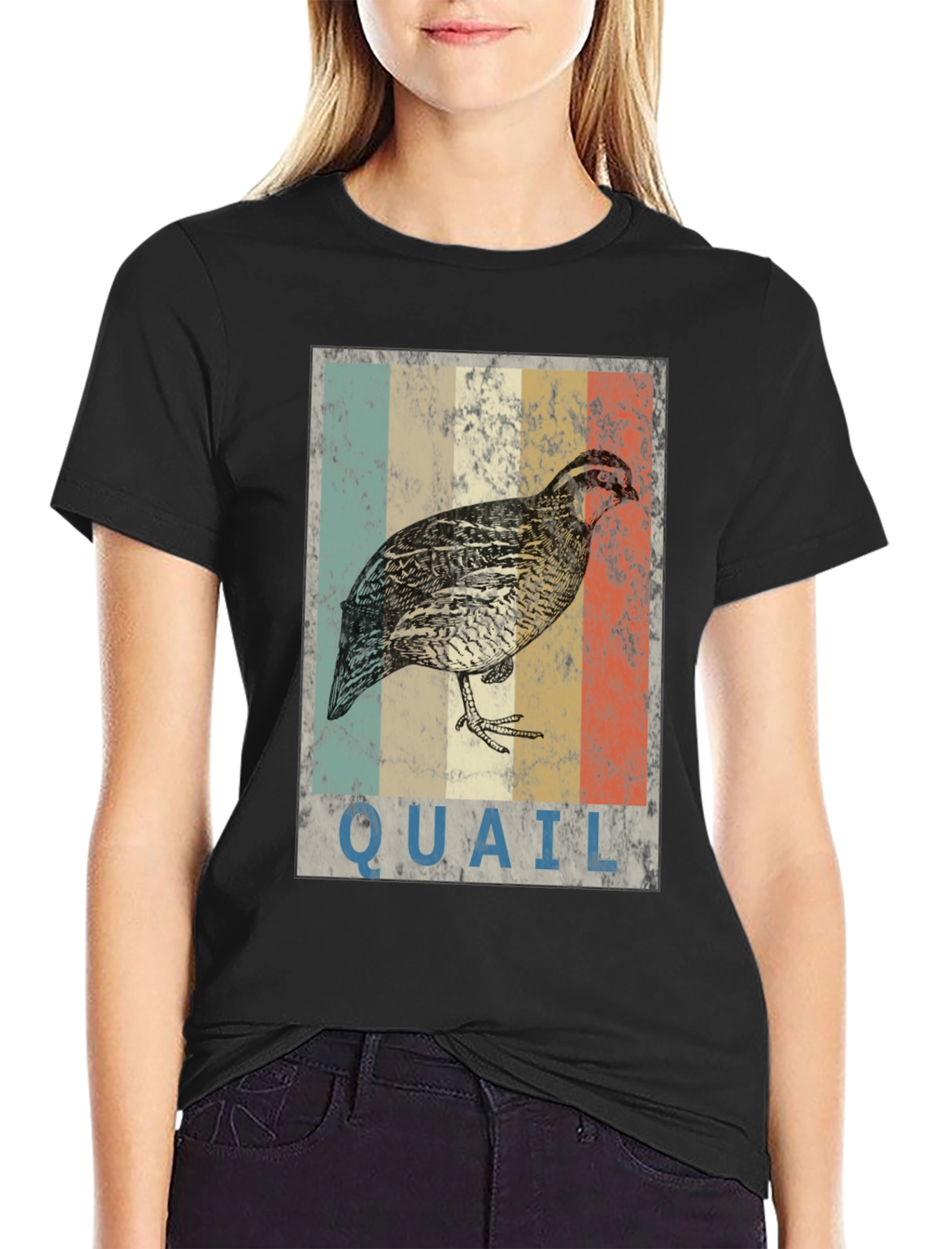Black Vintage Quail Graphic T-Shirt view 2