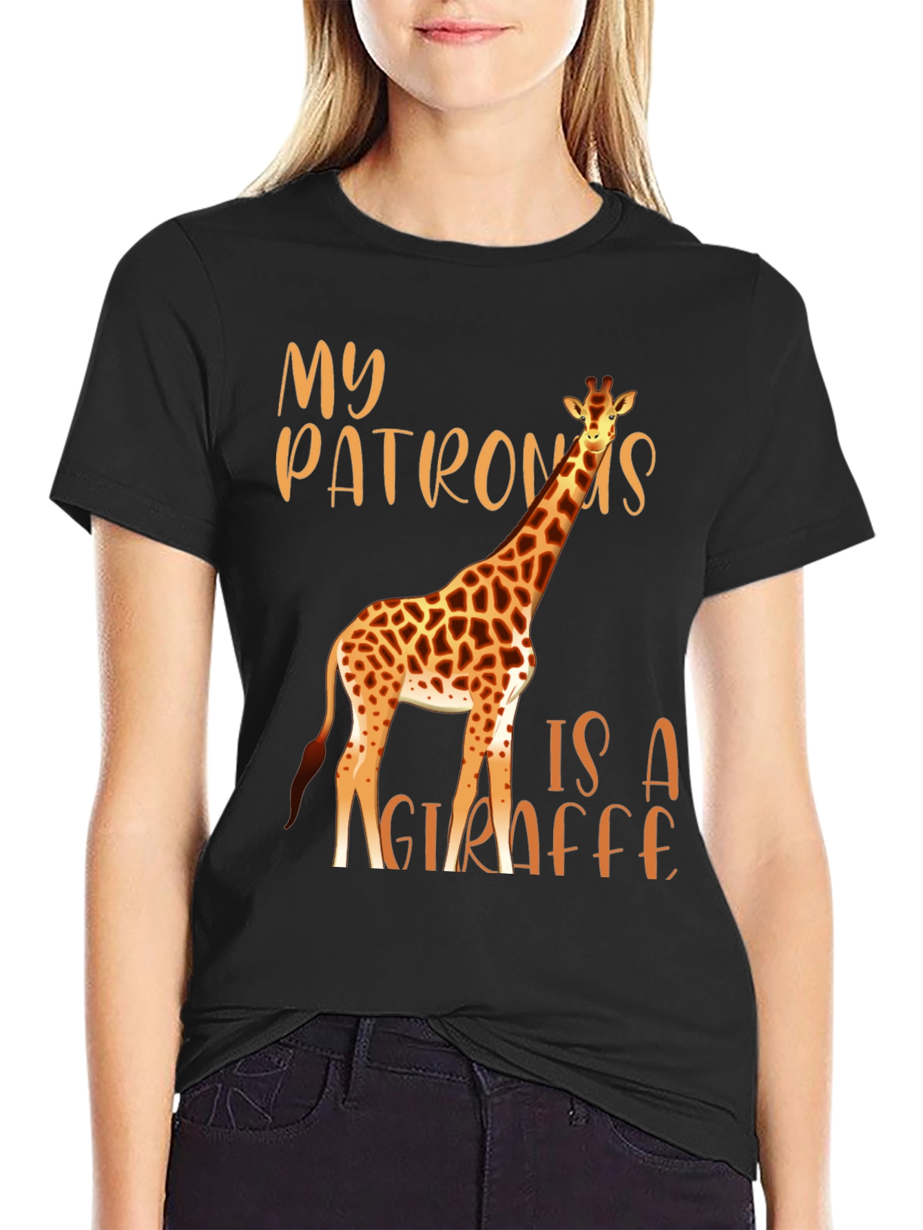 Black My Patronus Is A Giraffe T-Shirt view 2