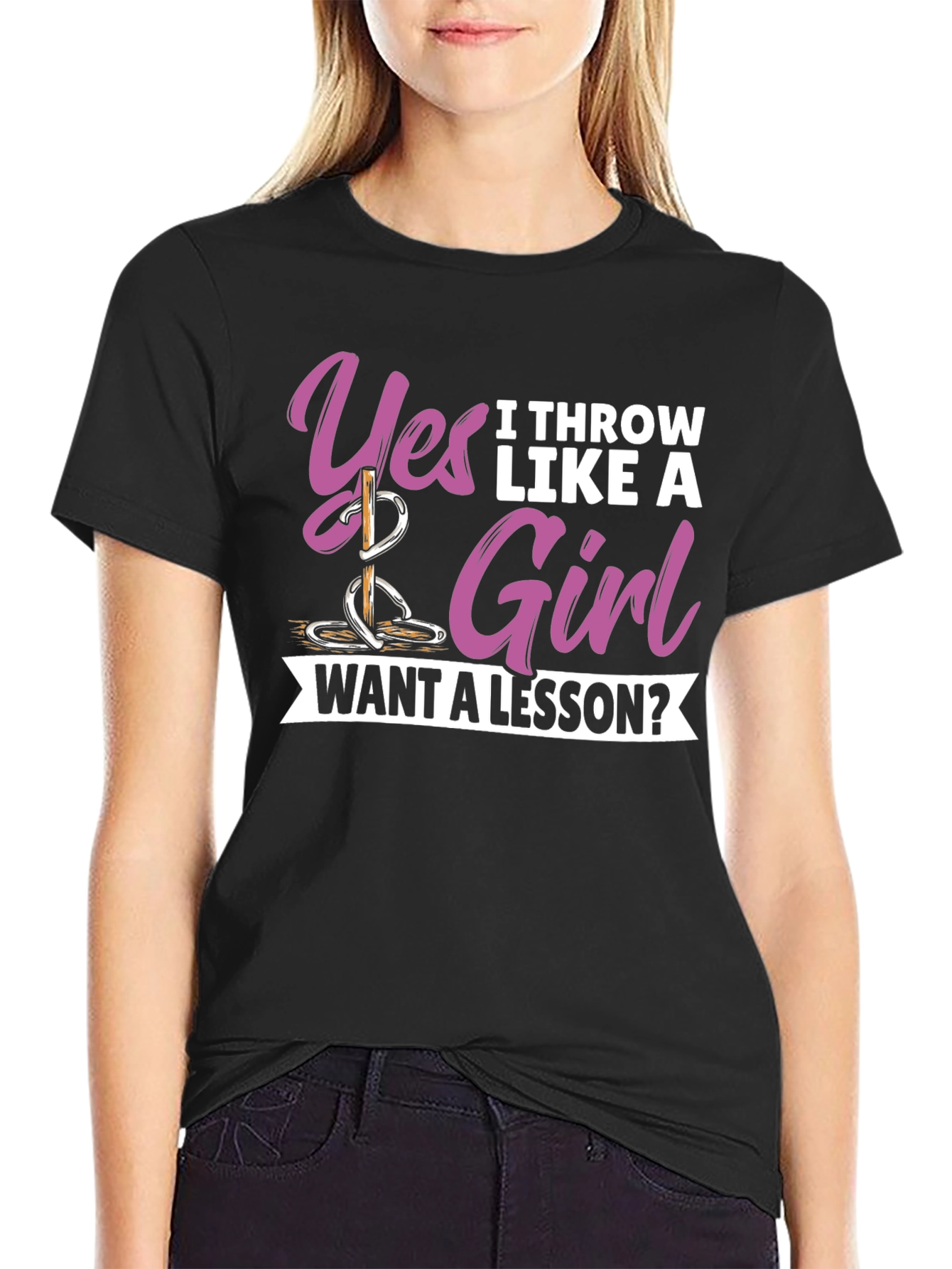 Black Yes I Throw Like A Girl T-Shirt view 2