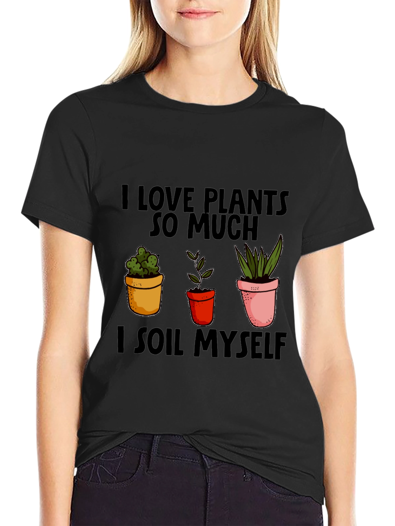 Black I Love Plants T-Shirt Funny Gardening Shirt view 2