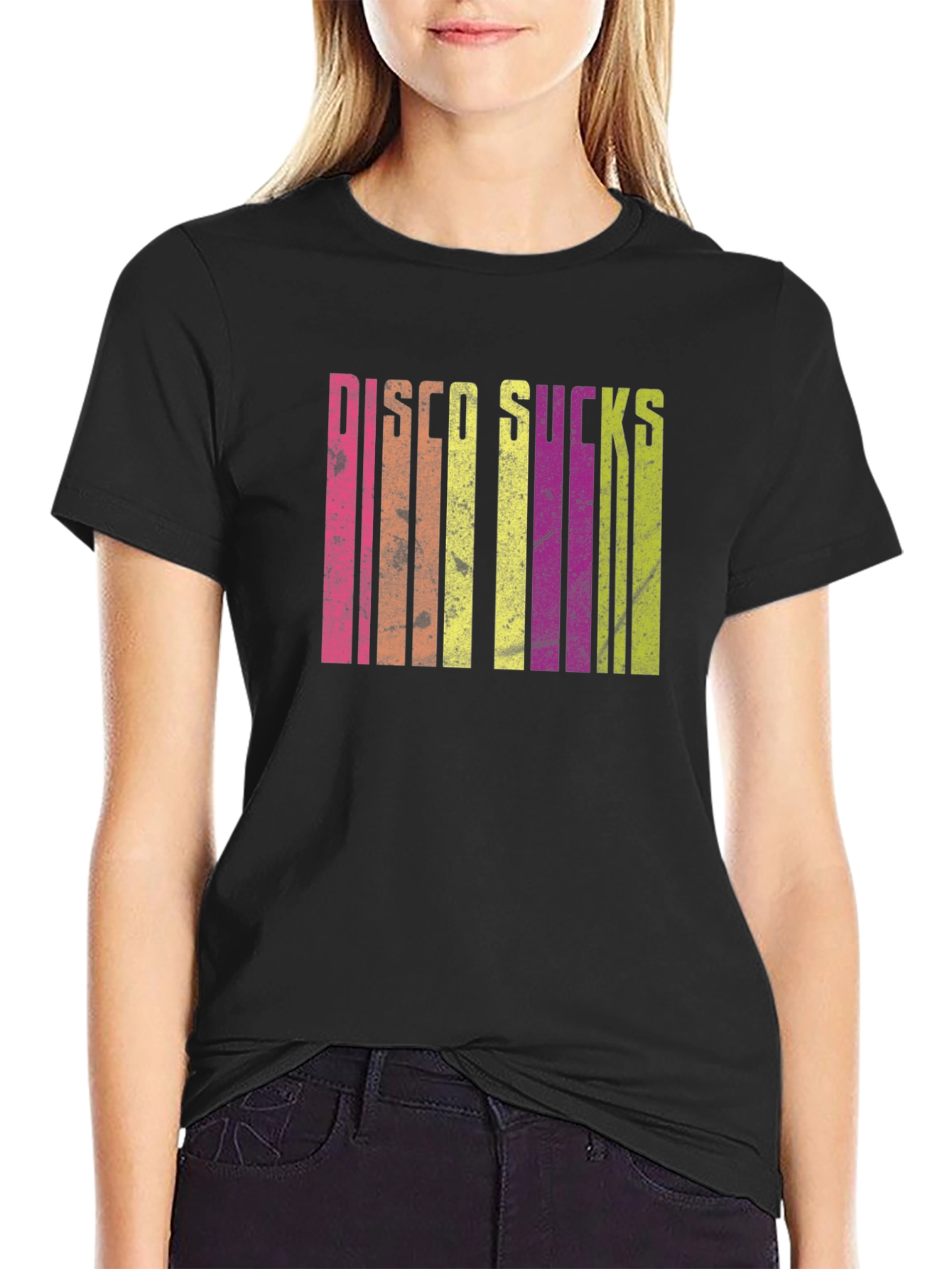 Black Disco Sucks Retro T-Shirt view 2