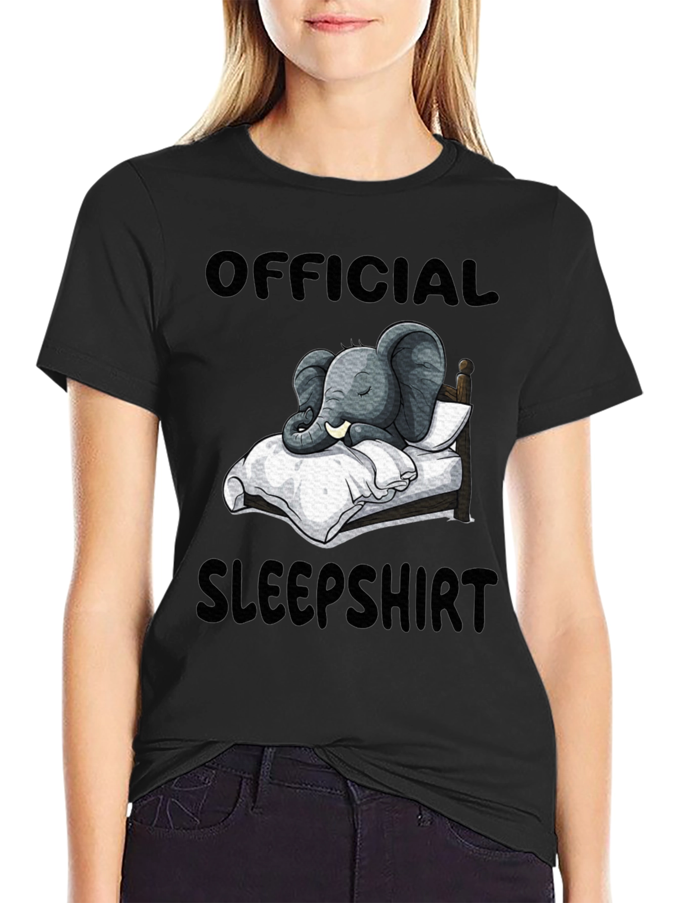 Black Official Sleepshirt: Elephant Pajama Tee view 2