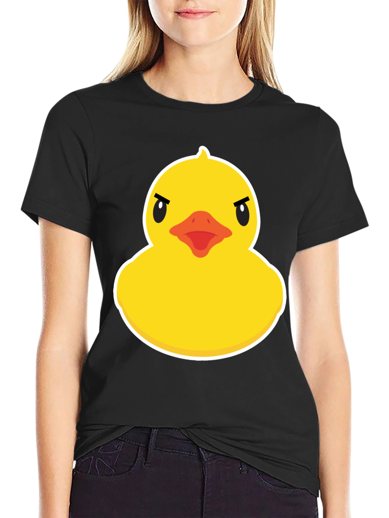 Black Angry Duck Graphic T-Shirt - Unique Design view 2