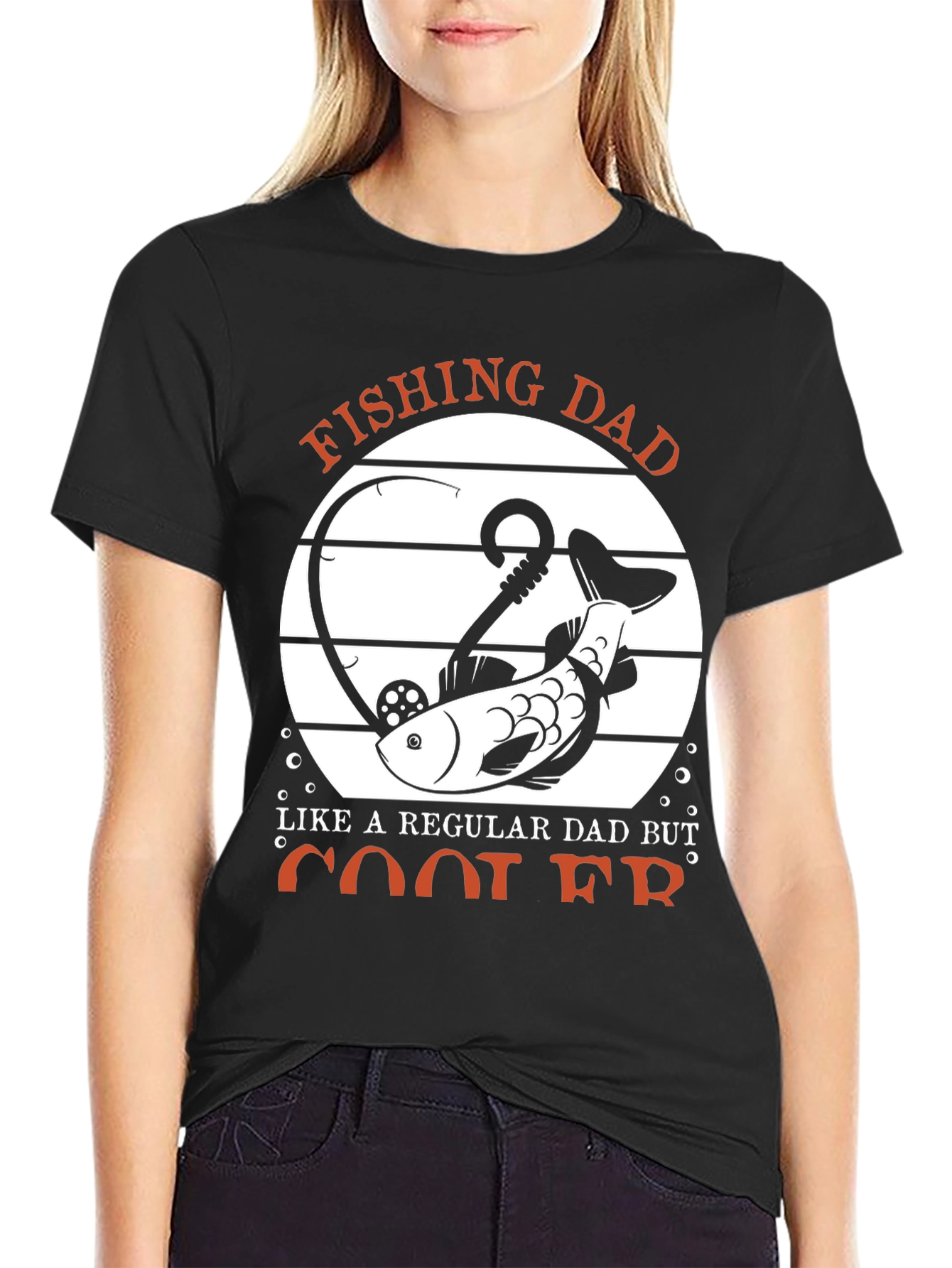 Black Fishing Dad T-Shirt - Cool Dad Graphic Tee view 2