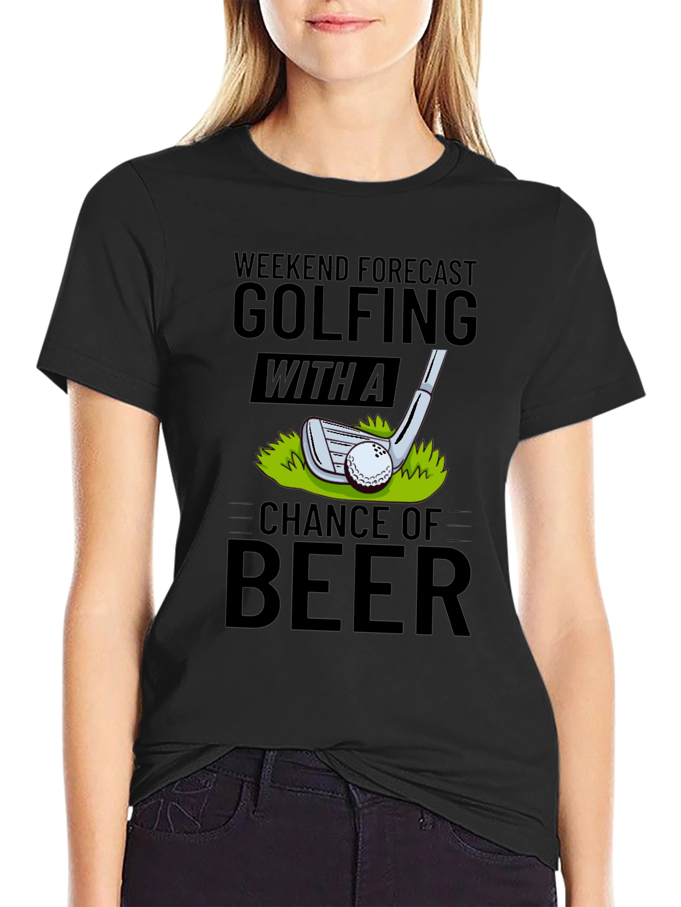 Black Golfing & Beer Forecast T-Shirt view 2