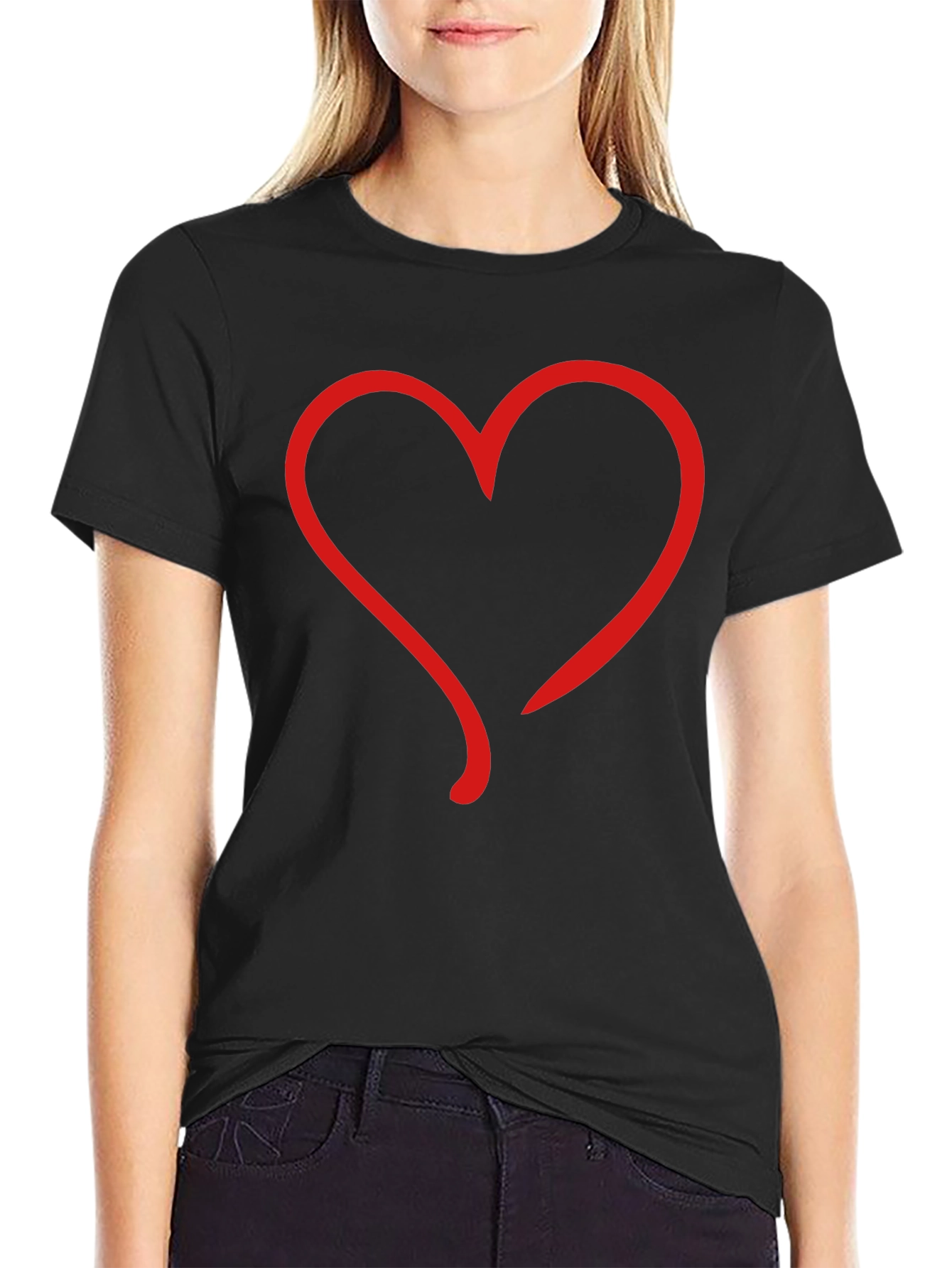 Black Heart Graphic Black T-Shirt - Casual Style view 2