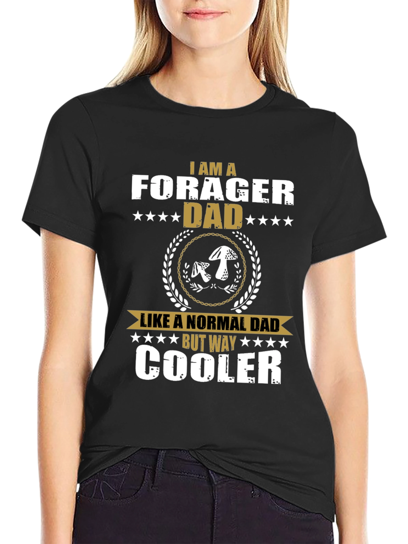 Black Forager Dad Graphic Tee - Cool Mushroom Lover Shirt view 2