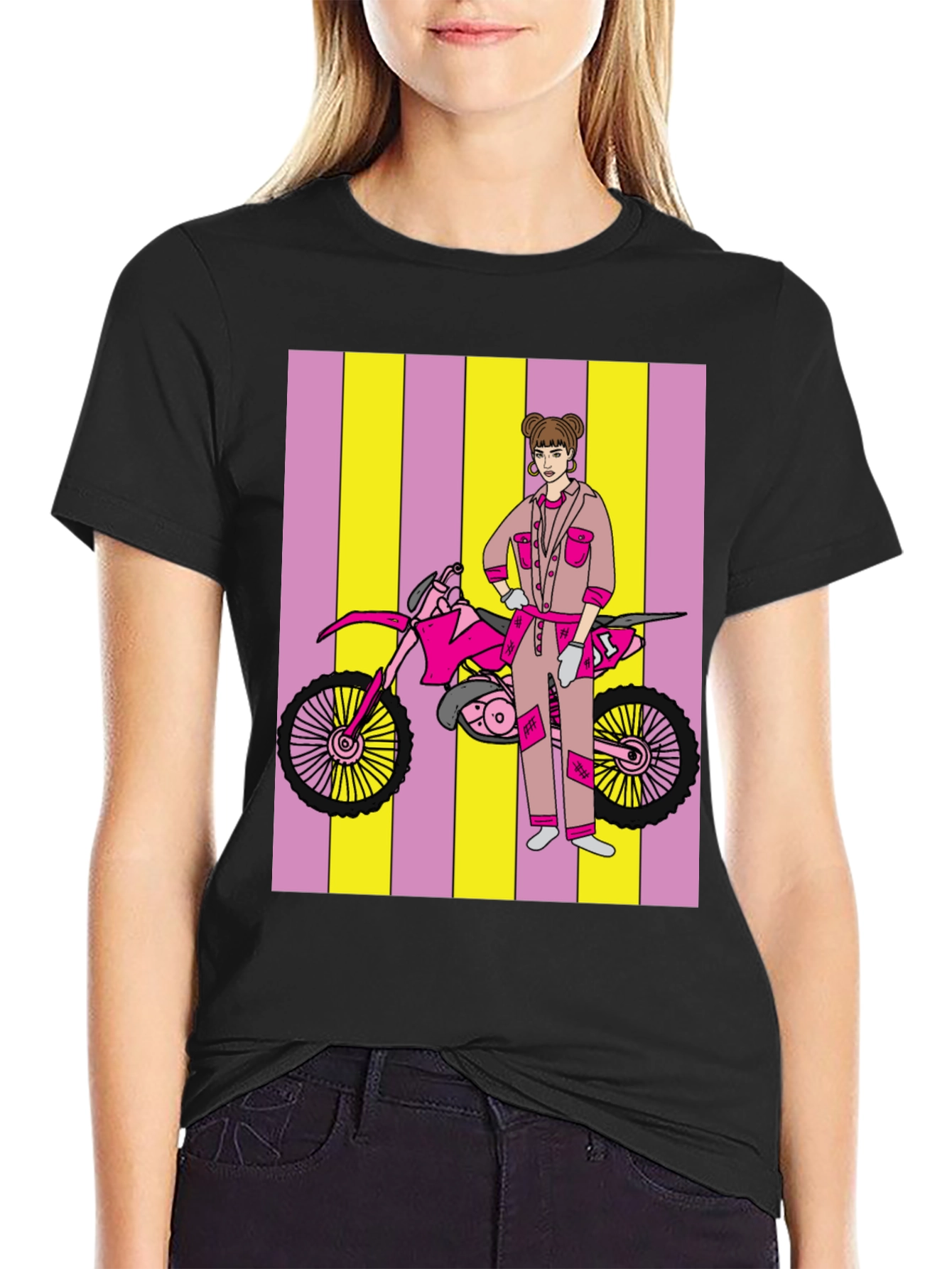 Black Motorcross Girl Graphic T-Shirt - Bold Style view 2
